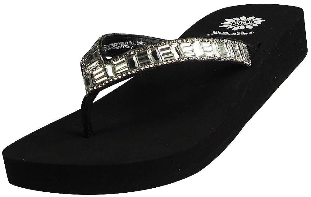 Yellow Box Women's Pleasant Flip Flop Thong Sandal - Clear Black Comfortable Beach Pool Slides 39009-10B(M) US for Summer Vacation & Casual Wear