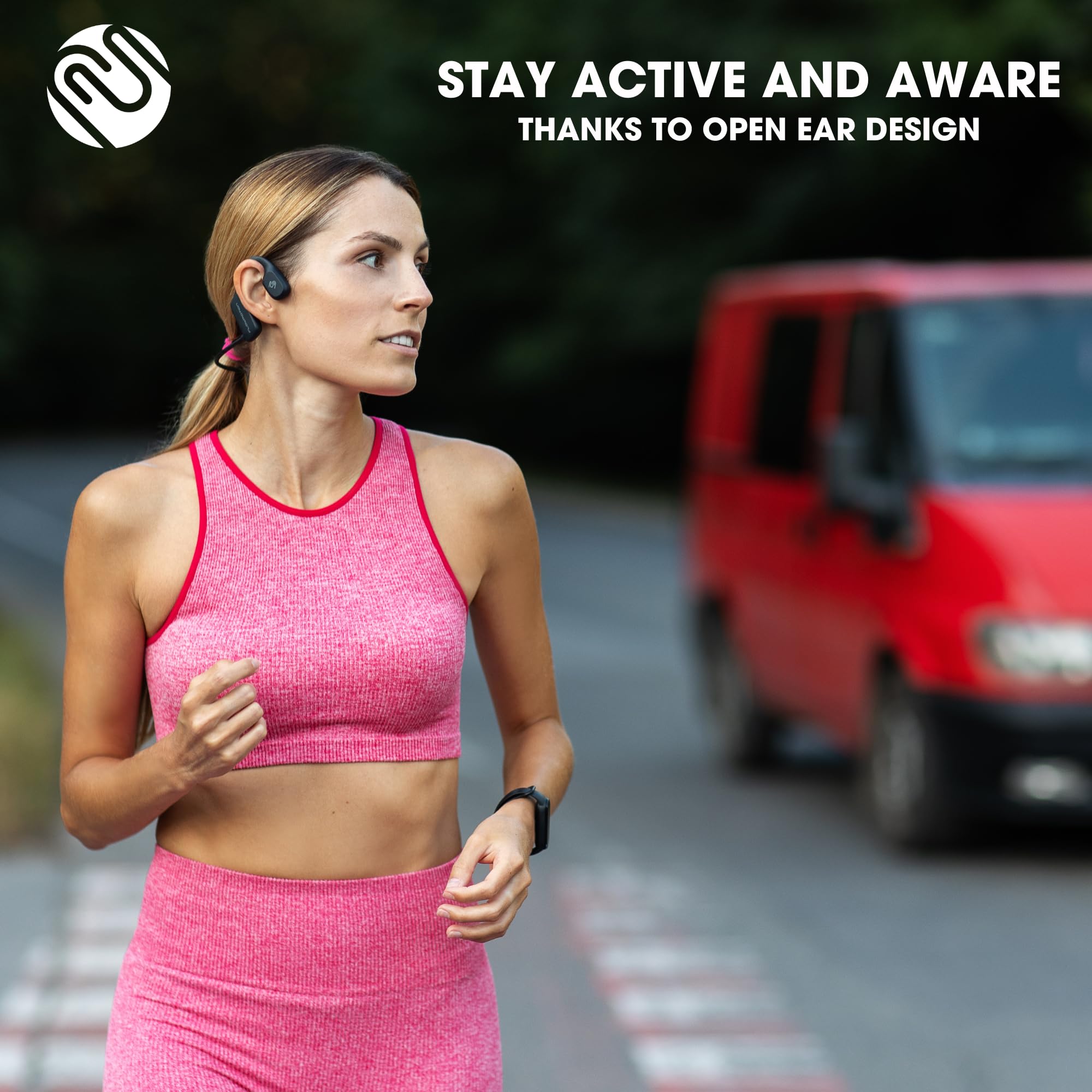 FlowMotion M1 Open-Ear Bluetooth Bone Conduction Headphones with 32GB MP3 Player | IP68 Waterproof | Secure Fit for Swimming, Running, Cycling & Gym Workouts | Built-in Mic | Perfect for Outdoor Sports & Water Activities