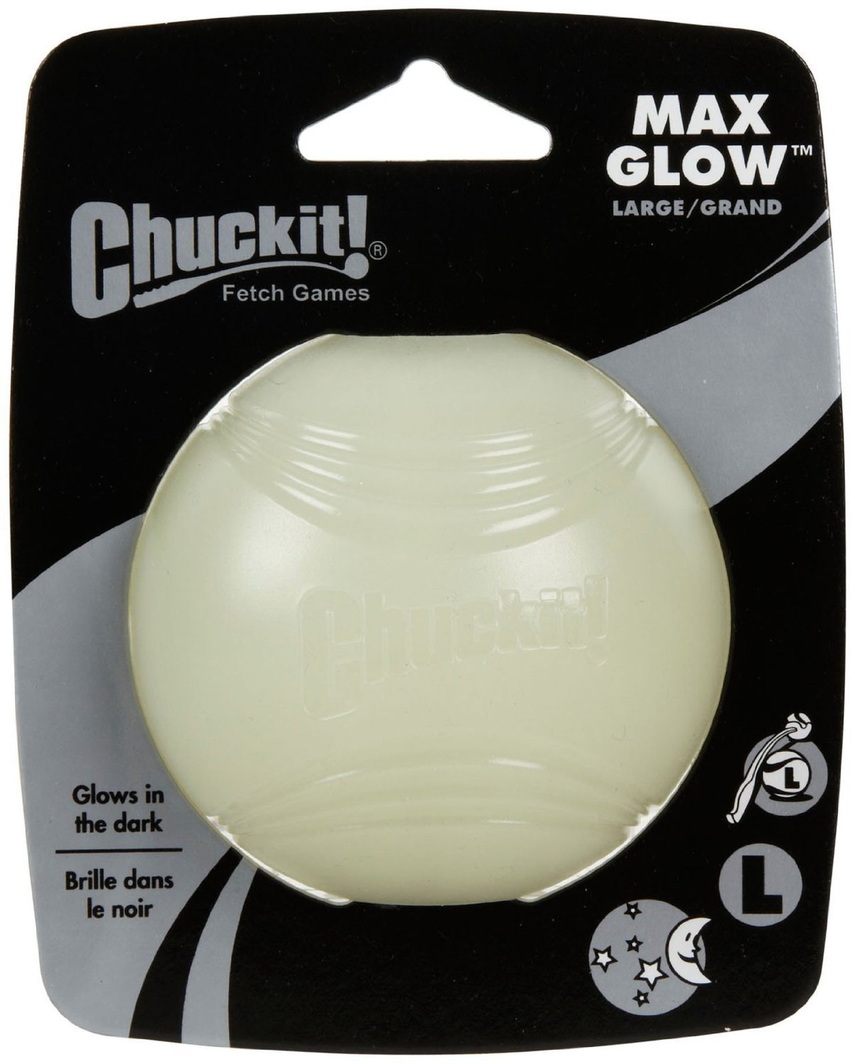 Chuckit! Max Glow Ball Dog Toy - High Visibility Fetch Toy for Night Play, Durable Rubber Chew Toy for Medium & Large Dogs - Perfect for Beach, Park & Backyard Outdoor Activities