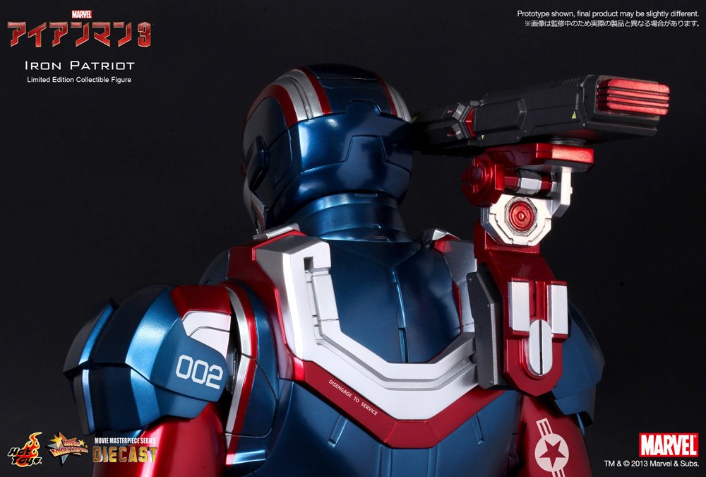 Iron Patriot Iron Man 3 Movie Masterpiece 1/6 Scale Hot Toys Collectible Action Figure - Perfect for Marvel Fans, Display & Collectors