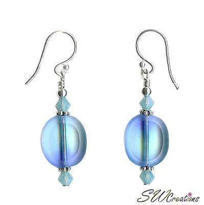 Pacific Opal Blue Beaded Window Earrings – Handmade Bohemian Dangle Earrings for Women, Perfect for Weddings, Parties & Everyday Wear