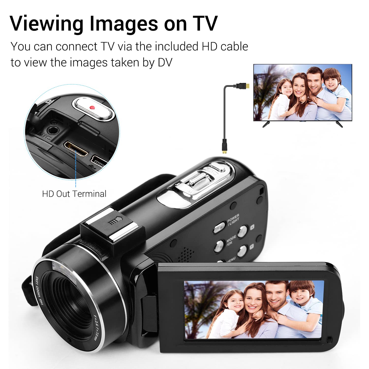 4K Digital Video Camera with 0.45X Wide Angle Lens & Macro - Professional Handheld Camcorder with CMOS Sensor, Stereo Microphone & 3