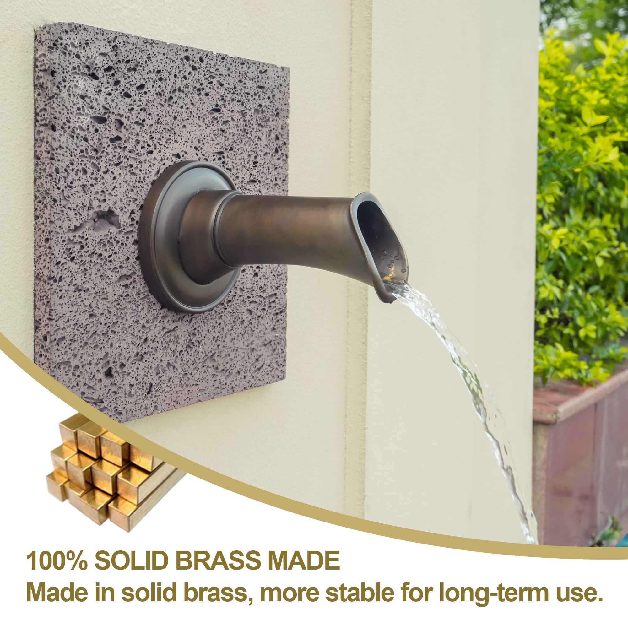 Exquisite Solid Brass Handcrafted Waterfall Spout - Luxury Landscape Fountain Spout for Pools, Ponds & Water Walls - Perfect for Garden Decor, Outdoor Water Features & Zen Waterfalls