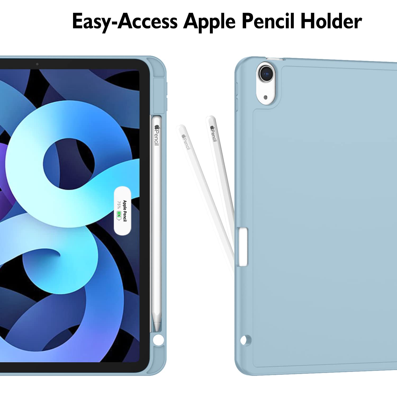 ZryXal iPad Air 11 Inch Case for M3 (2025) & M2 (2024) Models, Compatible with 5th & 4th Generation iPad Air 10.9 Inch (2022/2020) - Protective Cover with Touch ID Support & Auto Wake/Sleep Feature (Light Blue) - Perfect for Work, Travel & Everyday Use