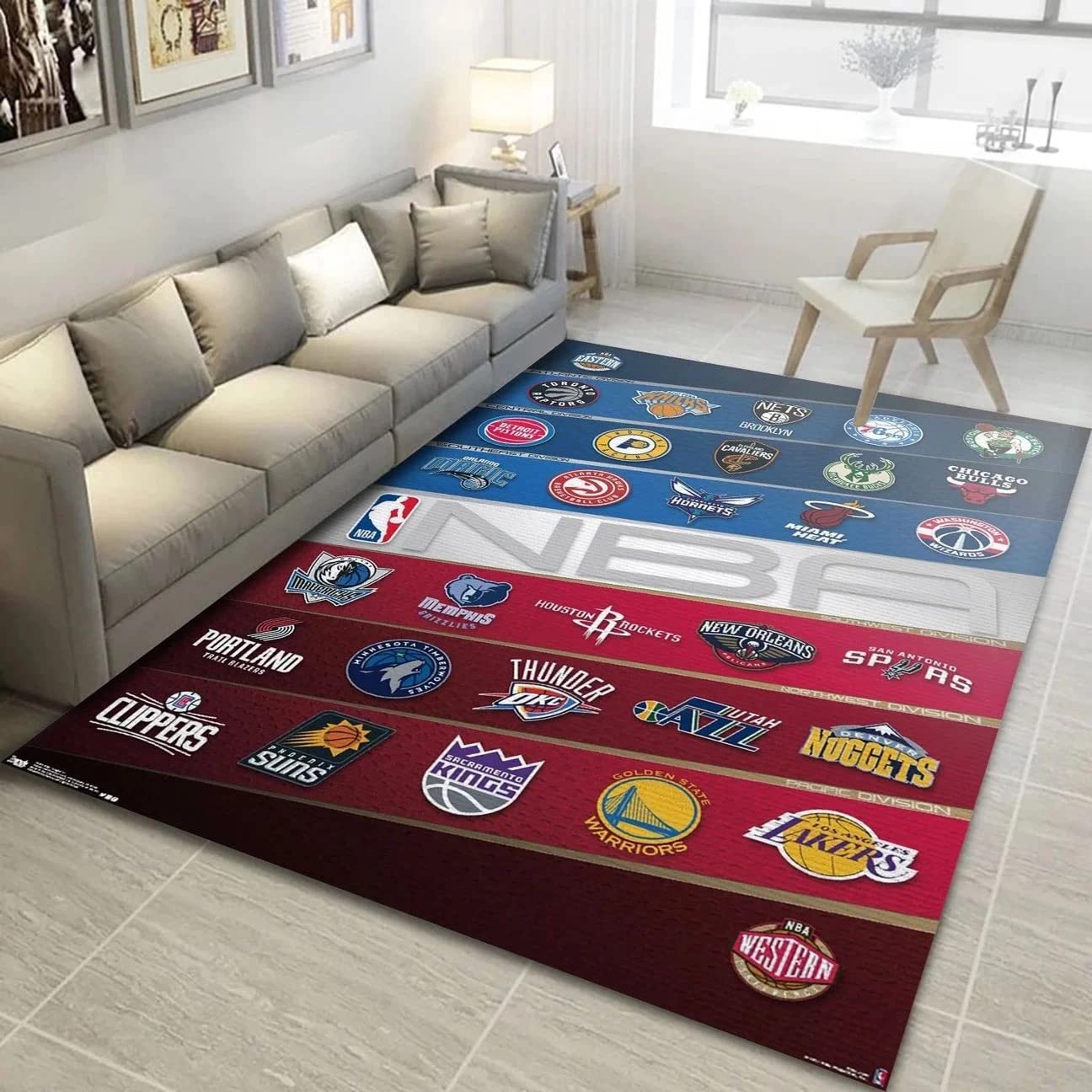 Basketball Sports Rug - Non-Slip Area Carpet for Boys & Girls Bedroom, Kids Room Decor - Perfect for Game Room, Dorm, Playroom and Basketball Themed Nursery (Style F59)