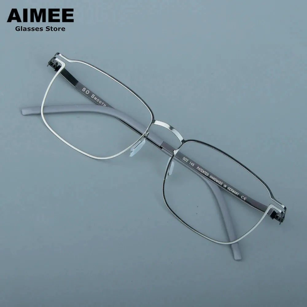 Aimee Unisex Full Rim Square Screwless Steel Eyeglasses Frame 14318 | Lightweight Durable Glasses for Men & Women | Perfect for Reading, Work, and Daily Wear