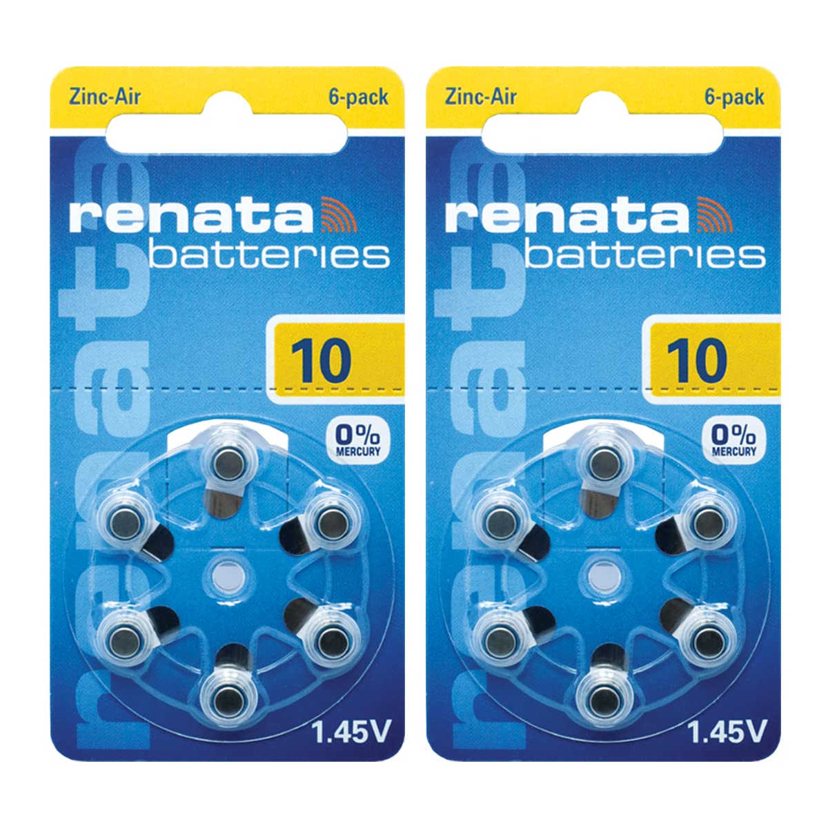 Renata Size 10 Zinc Air 1.45V Hearing Aid Batteries (12 Pack) - Swiss Designed for Premium Performance - Perfect for Hearing Aids, Cochlear Implants & Assistive Listening Devices