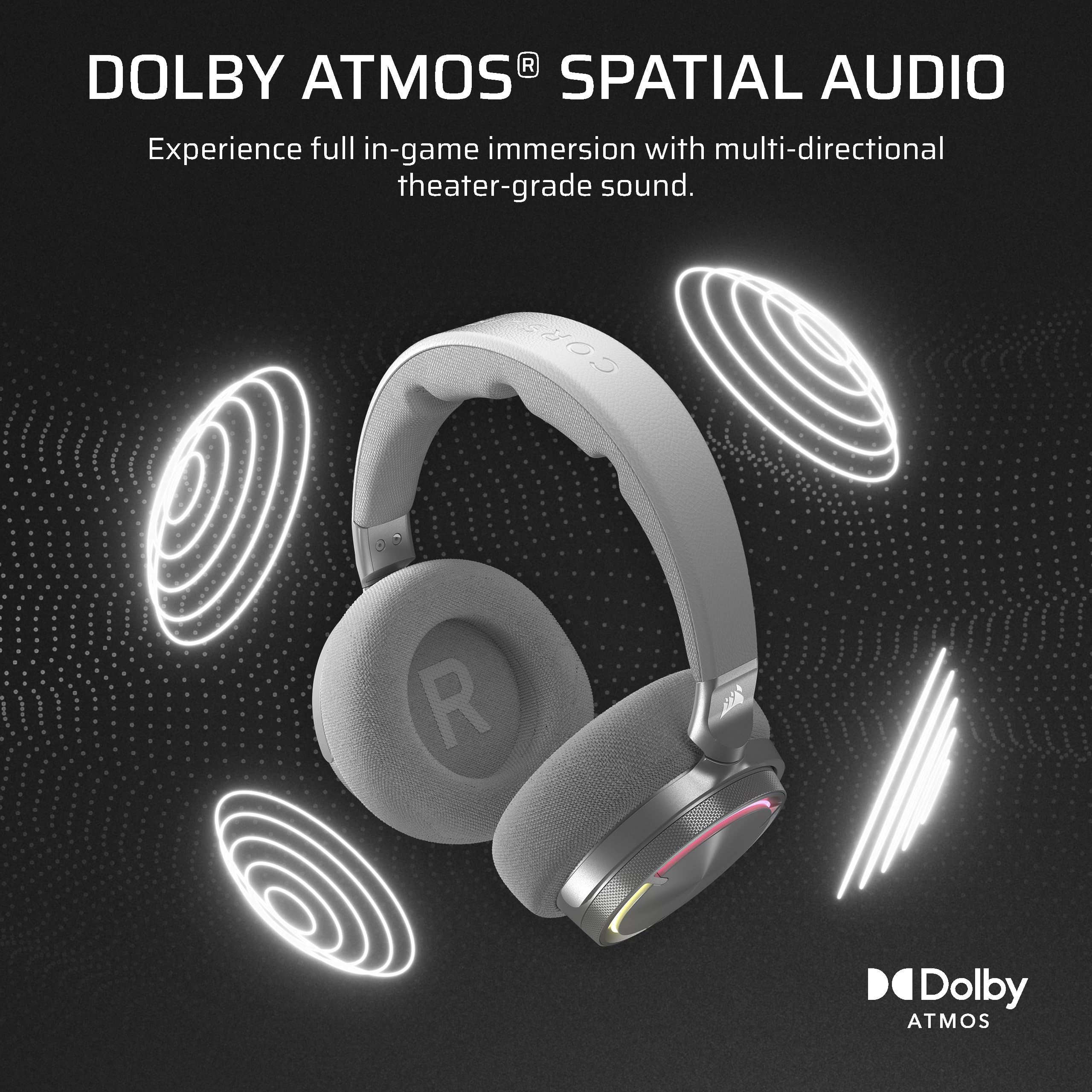 Corsair Virtuoso MAX Wireless Gaming Headset with Dolby Atmos & ANC - 50mm Graphene Drivers, 2.4GHz/Bluetooth Dual Connectivity - Compatible with PC, Mac, PS5, PS4 (Silver) - Perfect for Competitive Gaming, Streaming & Home Entertainment