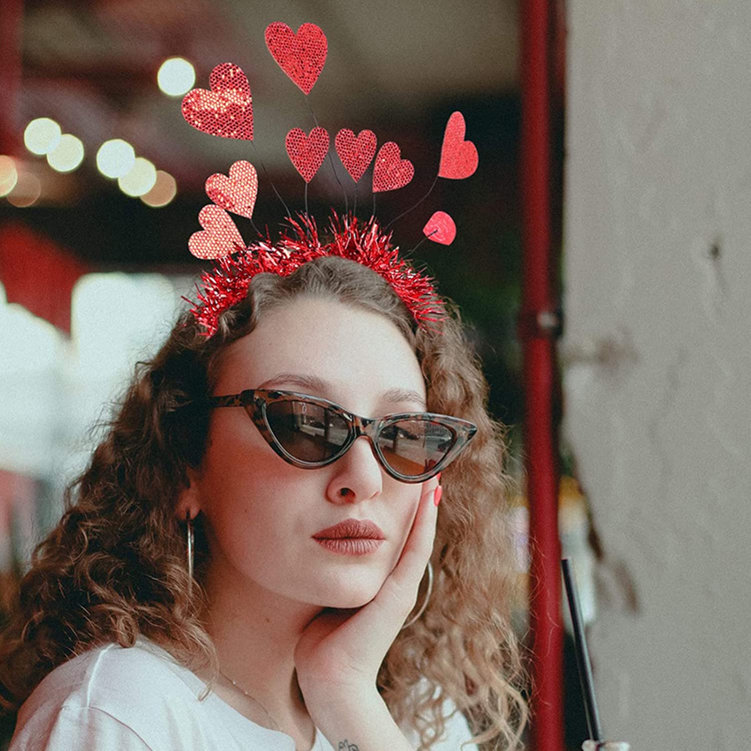 Valentine's Day Heart Headbands - Red Glitter Love Hair Accessories with Sequins for Women & Girls | Perfect for Valentine's Day, Weddings, Birthdays & New Year Parties | Fun Party Favors & Gift Ideas