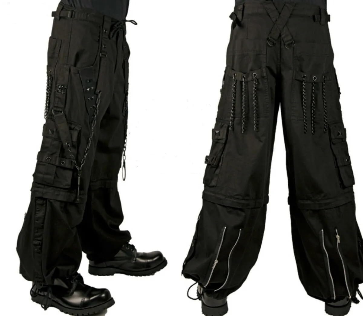 Gothic Punk Rock Black Bondage Skater Pants for Men - Alternative EMO Trouser Shorts | USA | Perfect for Concerts, Streetwear & Alternative Fashion