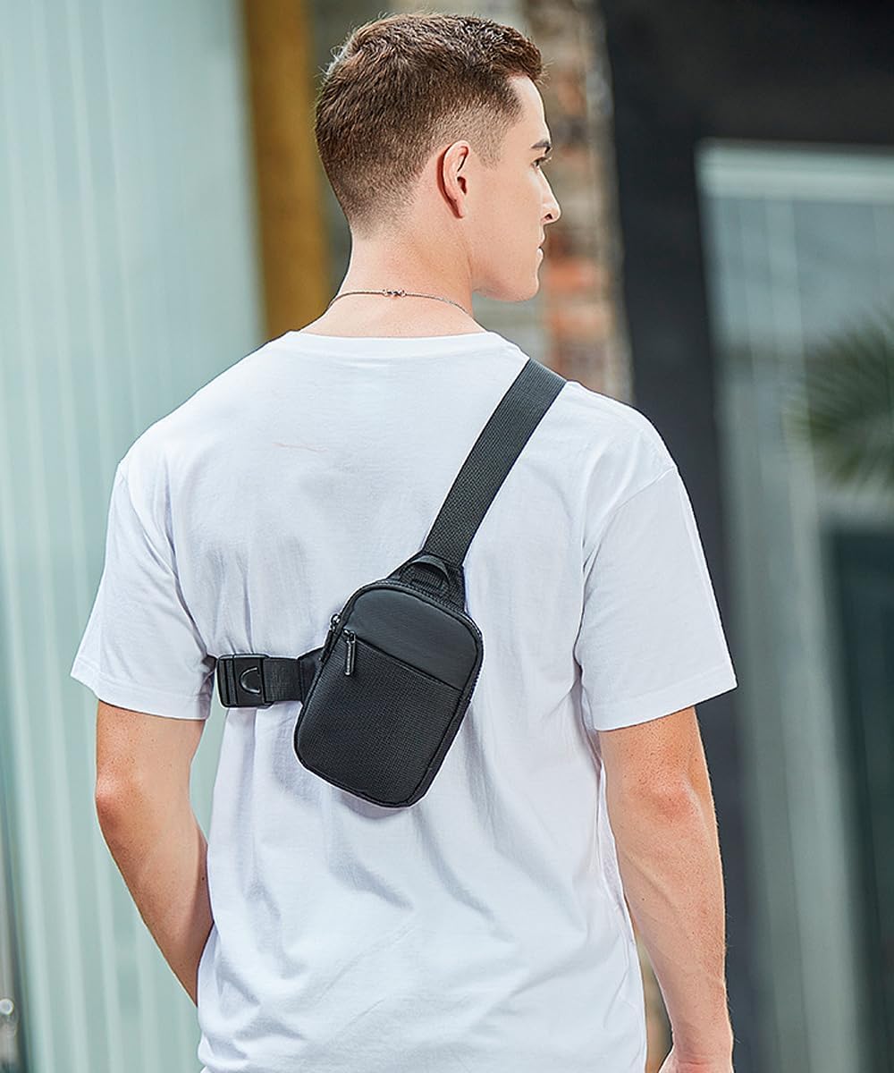 MDJYMYZ Small Black Crossbody Sling Backpack for Men & Women - Lightweight Travel Bag for Hiking, Gym, Work & Daily Commute