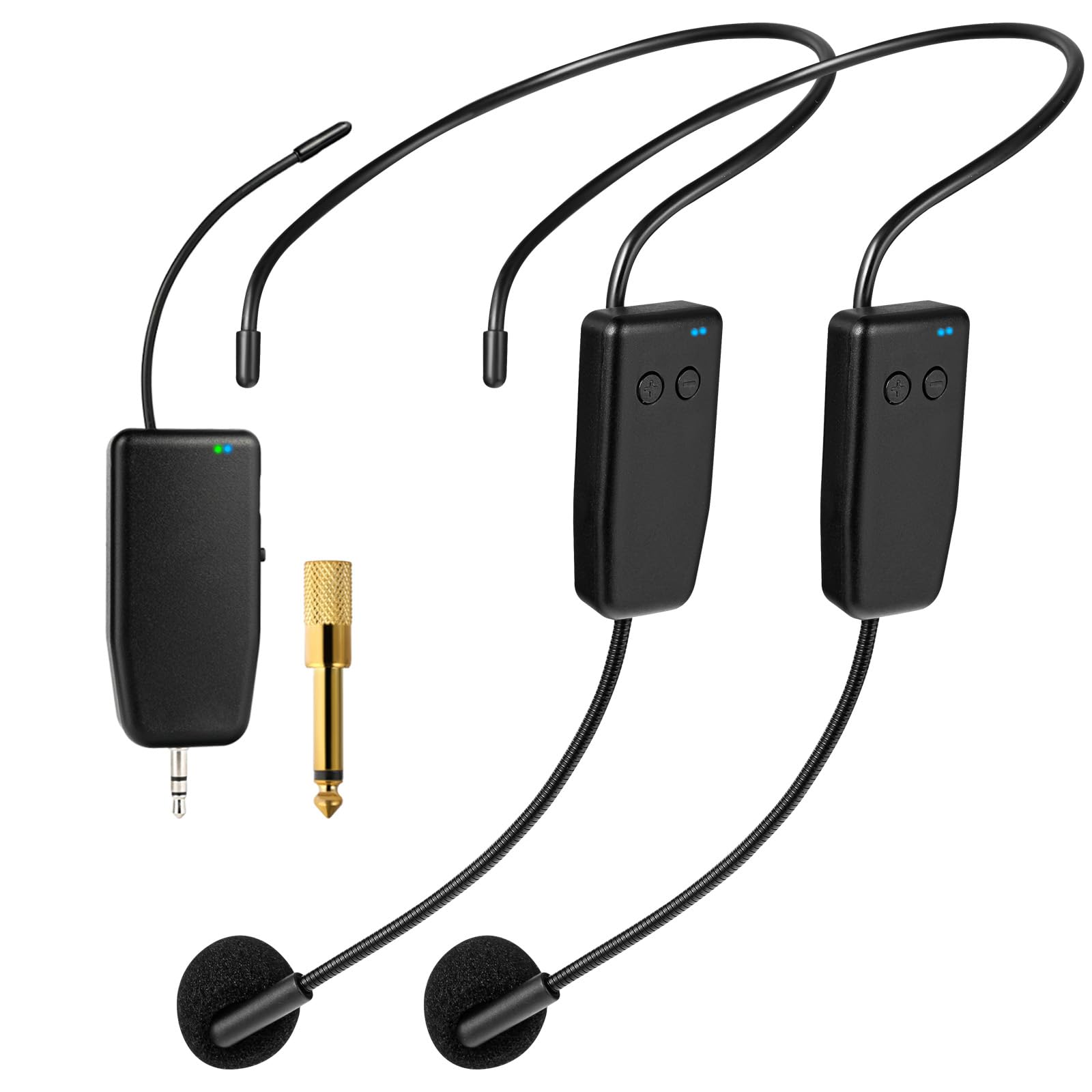 2.4G Dual Wireless Microphone System for 2 People - 160ft Range Karaoke Headset Mics for Speakers, Amplifiers & PA Systems - Perfect for Home Karaoke, Yoga Classes, Fitness Training & Teaching Sessions