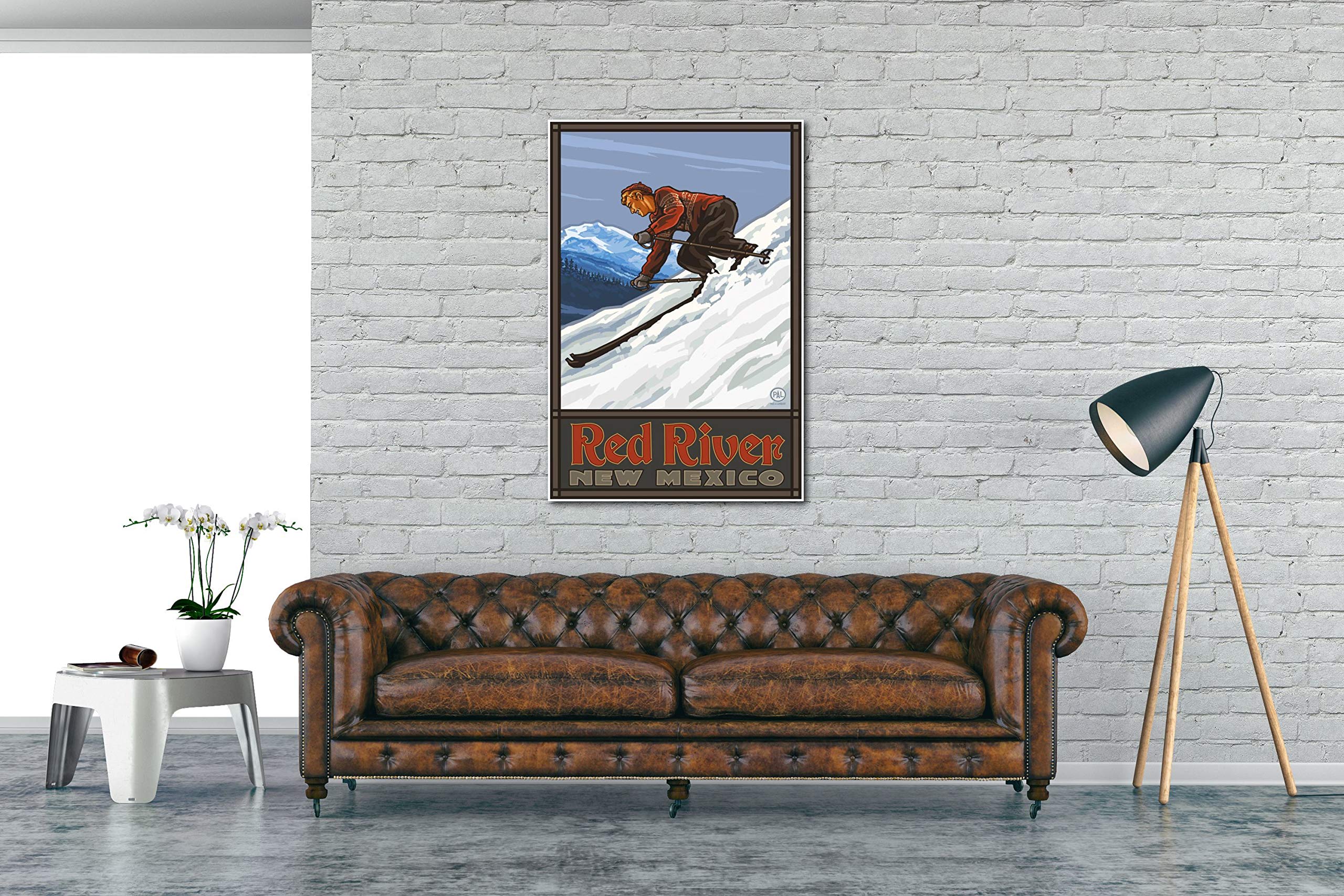 Red River New Mexico Downhill Skier Giclee Art Print - 30x45 Inch Wall Decor by Paul A. Lanquist - Perfect for Ski Lodge, Cabin, or Mountain Home Decor