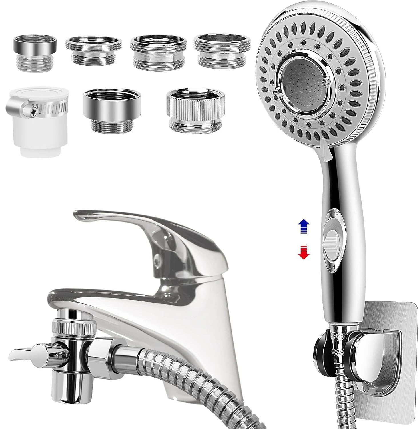 Premium Shower Head Sink Faucet Attachment - 7 Adapter Kit with 79