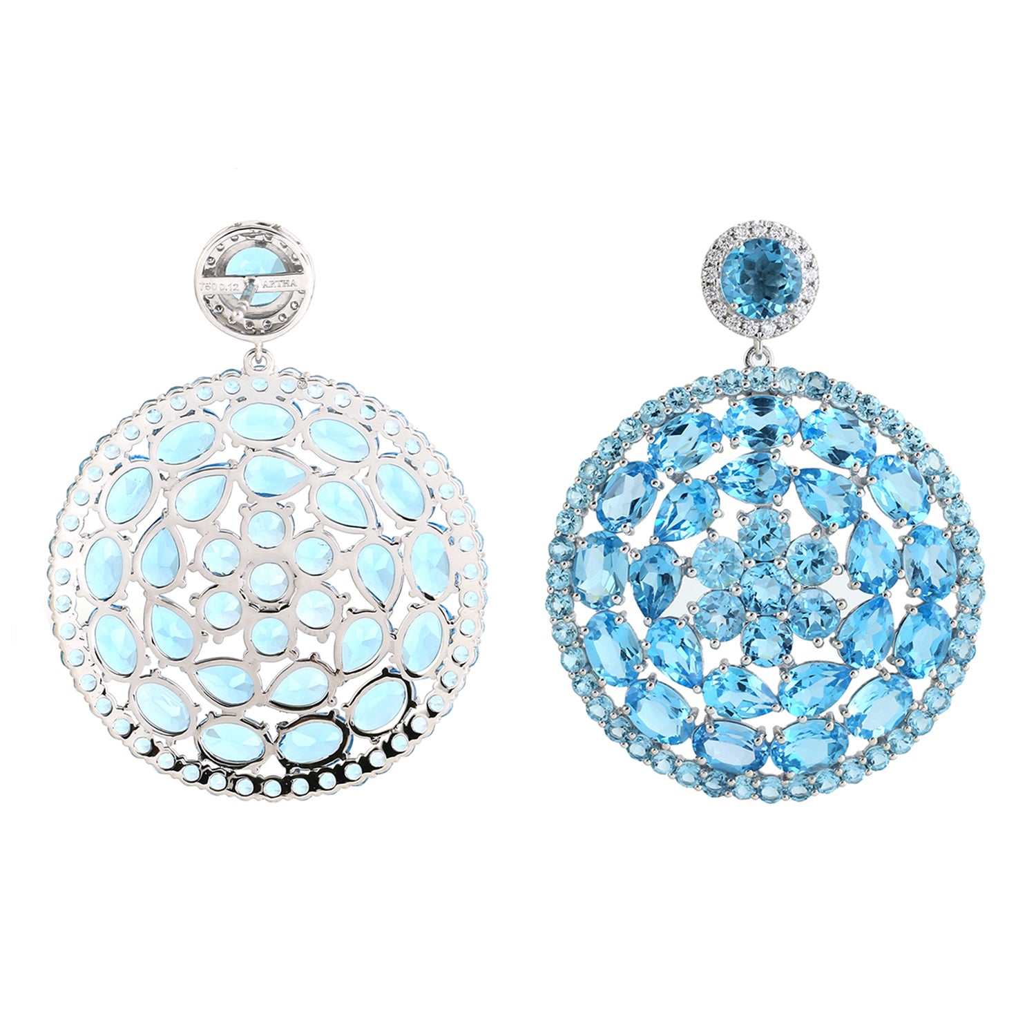 Blue Topaz Gemstone Pave Diamond Dangle Earrings in 18K White Gold - Elegant Jewelry for Weddings, Parties & Special Occasions