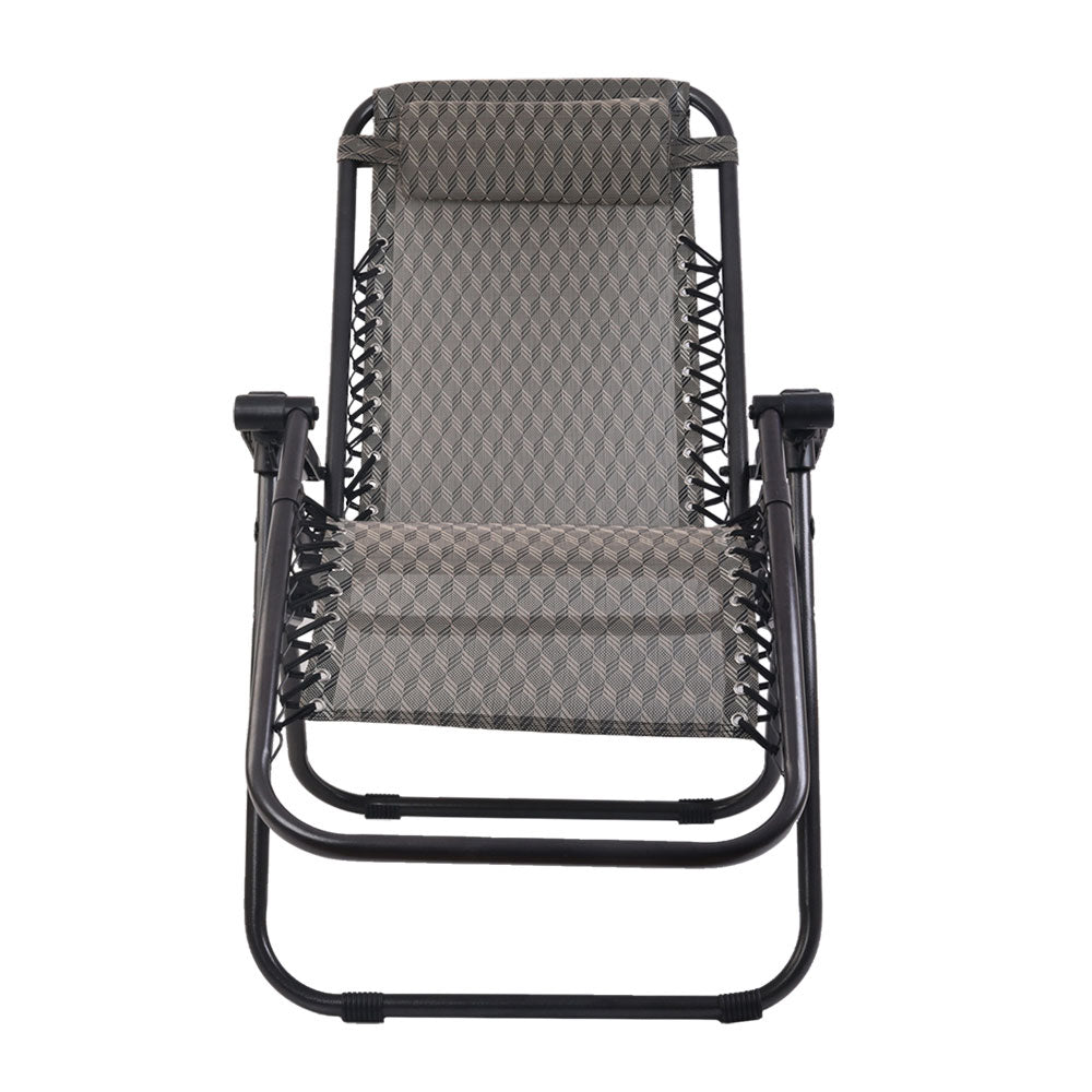 2PC Zero Gravity Recliner Chair - Adjustable Folding Outdoor Lounge Chair for Patio, Beach, Camping & Backyard Relaxation - Grey