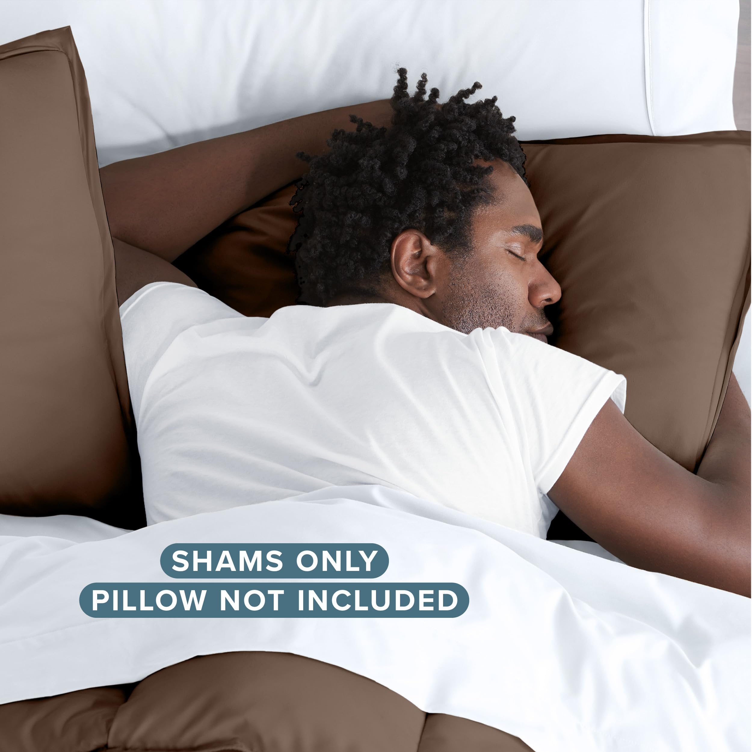 Bare Home Standard Pillow Sham Covers - Set of 2 - Premium 1800 Ultra-Soft Microfiber - Double Brushed - Bed Pillow Shams for Queen/King Size (Pillows Not Included) - Cocoa - Perfect for Bedroom Decor, Guest Room & Luxury Hotel Style