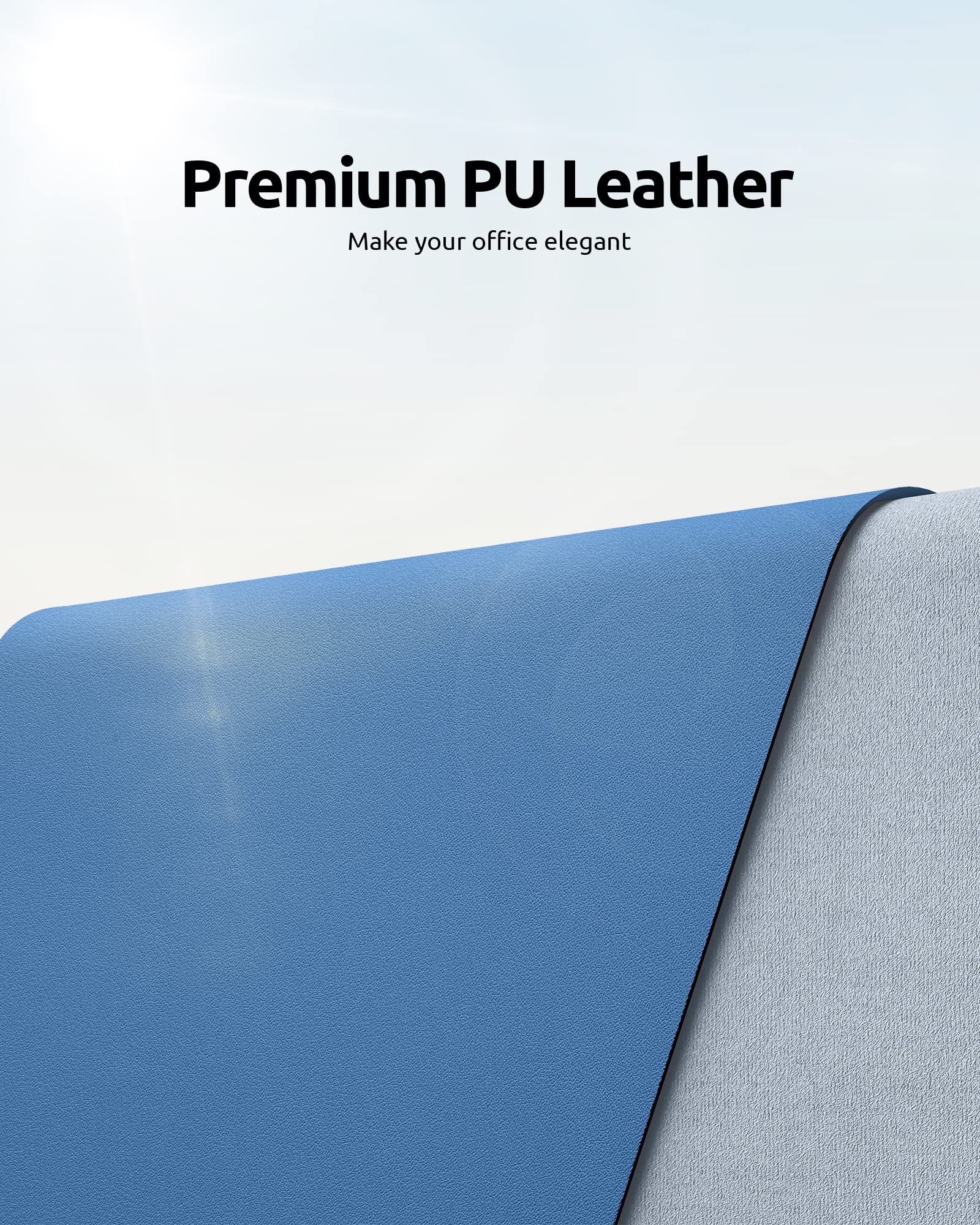 YSAGi Large PU Leather Desk Protector - Non-Slip Office Mat, Mouse Pad & Writing Surface - Waterproof Laptop Desk Blotter for Home & Office Workspace (23.6