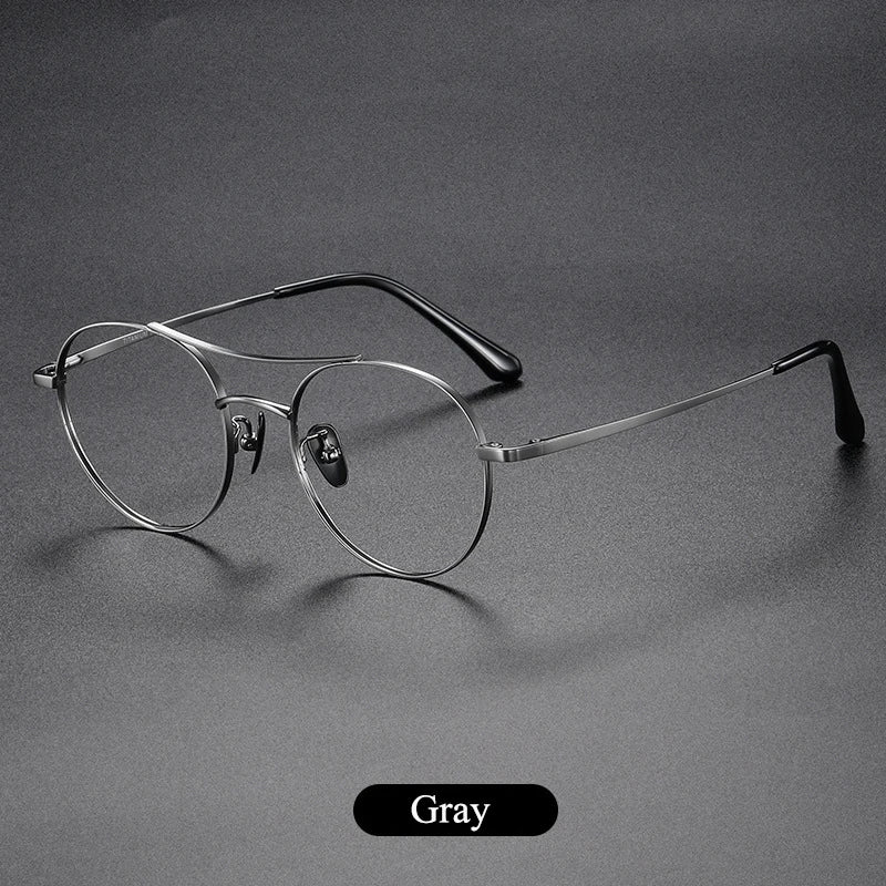 Bclear Unisex Full Rim Round Small Double Bridge Titanium Eyeglasses 86678 - Lightweight & Durable Titanium Frame Glasses for Men & Women - Perfect for Reading, Work, and Everyday Fashion