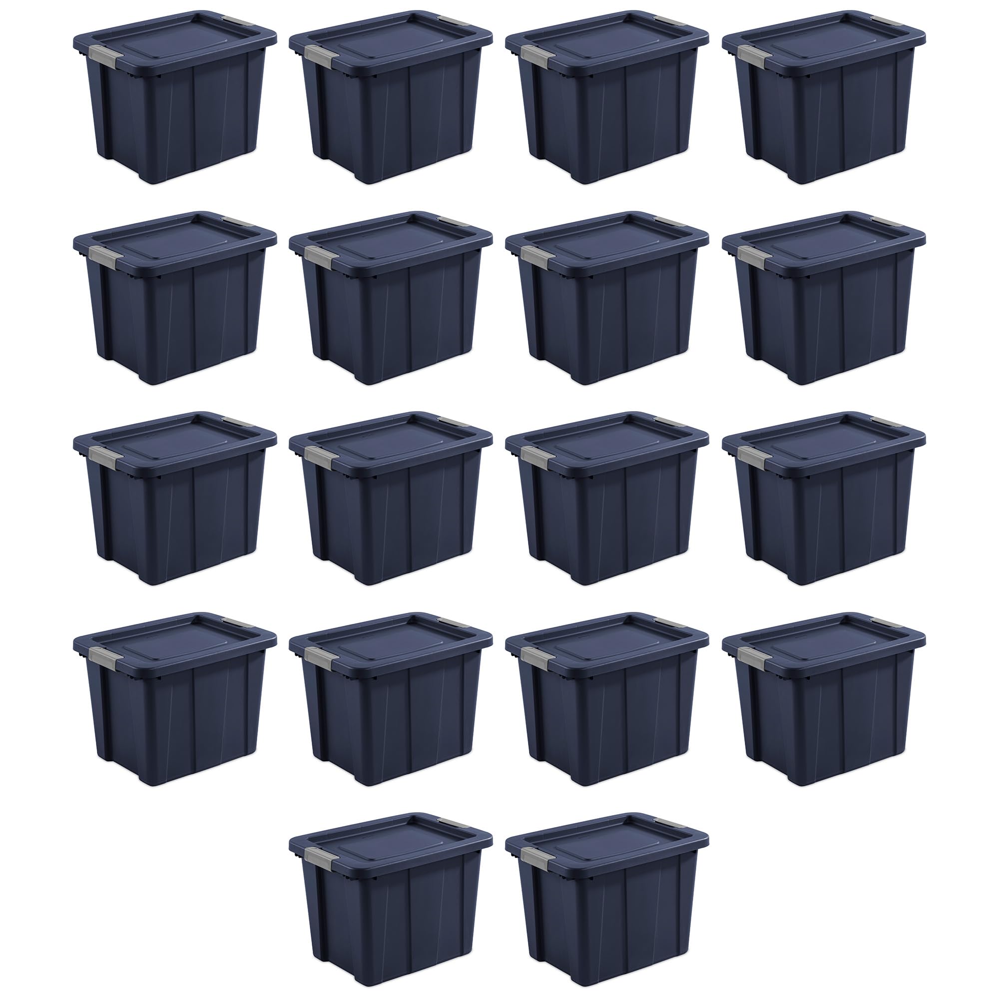 Sterilite 18-Pack 18 Gallon Heavy Duty Storage Bins with Secure Lids - Dark Indigo Tuff1 Totes for Home Organization, Garage Storage & Moving Supplies