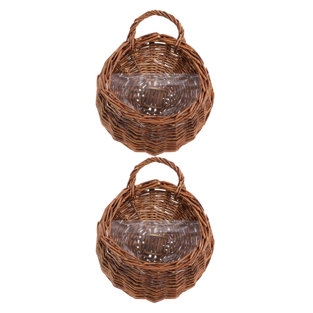 YARNOW Woven Wall Hanging Baskets - 2 Pack Natural Wicker Storage Bins for Home Organization, Bathroom, Entryway Decor | Perfect for Wedding Decor, Sundries Storage & Farmhouse Style Wall Decor