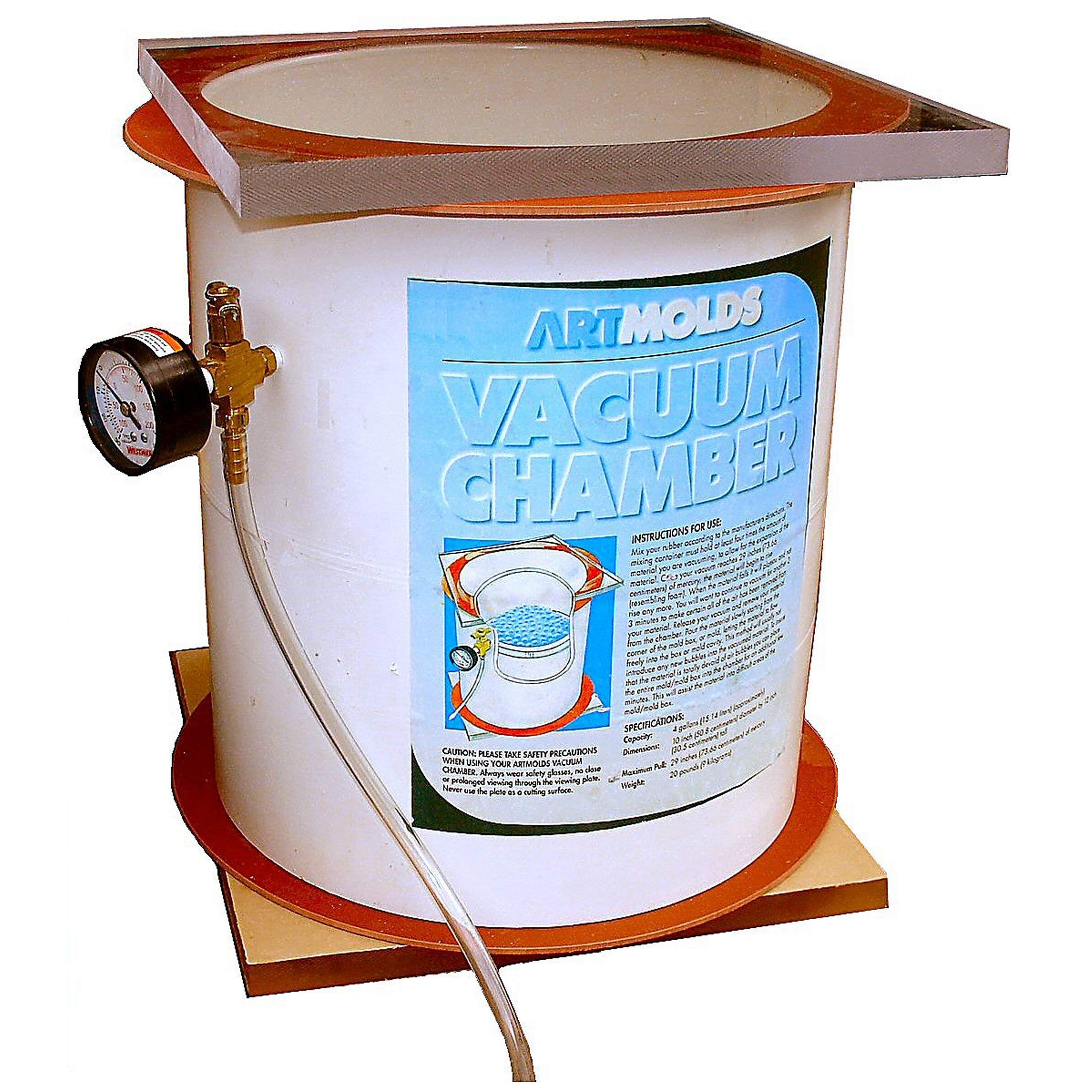 Artmolds PVC Vacuum Chamber Kit for Bubble-Free Rubber & Silicone Molds - 4 Gallon Capacity with Fittings, Exhaust Valve, Gauge & Lexan Plates - Perfect for Resin Casting, Jewelry Making & DIY Craft Projects