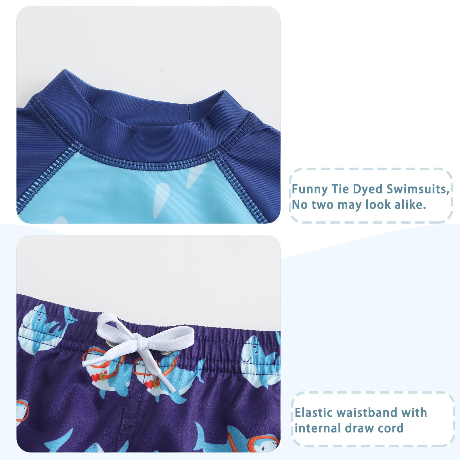 **Boys' Long Sleeve Rash Guard & Swim Trunks 2-Piece Set – UPF 50+ Sun Protection for Toddlers & Baby Boys – Perfect for Pool, Beach & Water Play**