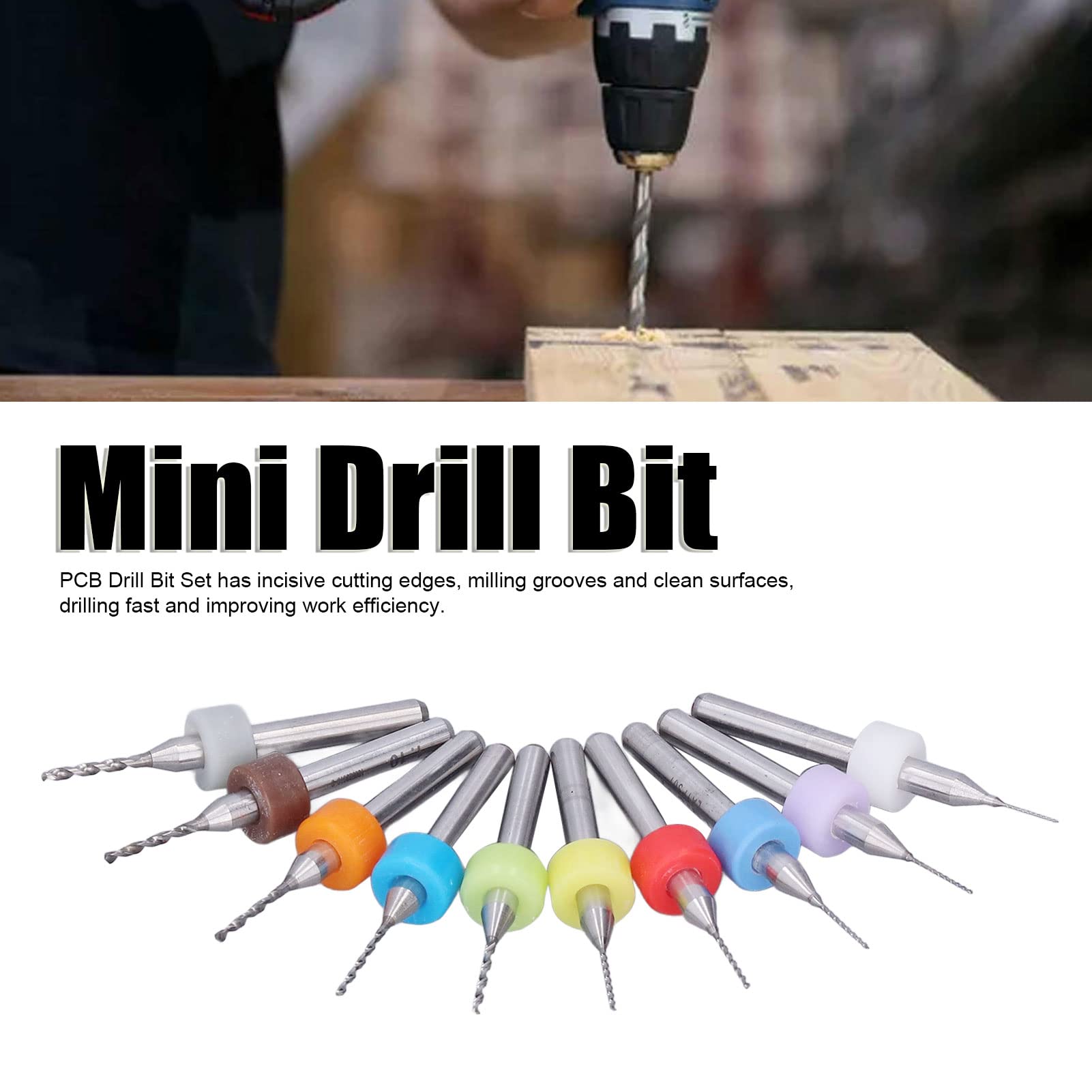 10Pcs Tungsten Carbide Mini Drill Bit Set - High-Speed Rotary Tool Bits for Fast Drilling, Printer Nozzle Cleaning & Precision DIY Projects | Perfect for Jewelry Making, PCB Repair & Small Craft Work