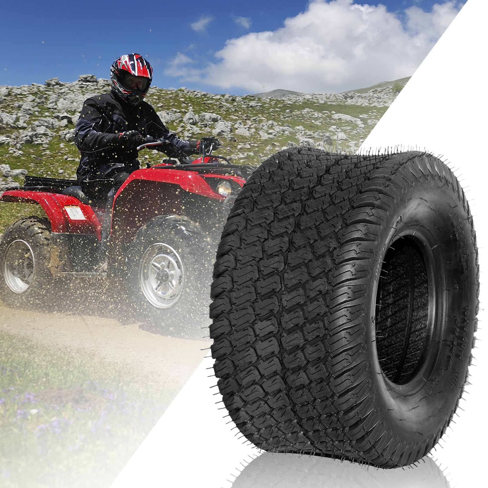 Set of 2 - 18x9.50-8 Tubeless Lawn Mower Tractor & Golf Cart Turf Tires 4PR - Perfect for Lawn Care, Golf Courses & Outdoor Equipment