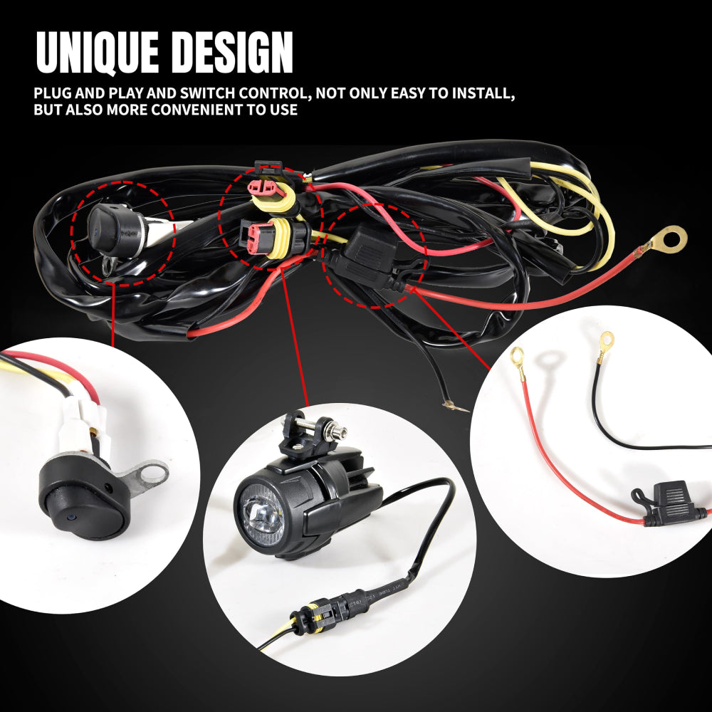 40W LED Auxiliary Lights for BMW Motorcycle K1600 R1200GS R1100GS F700GS ADV - Waterproof Off-Road Driving Lights Kit for Night Riding & Adventure Touring