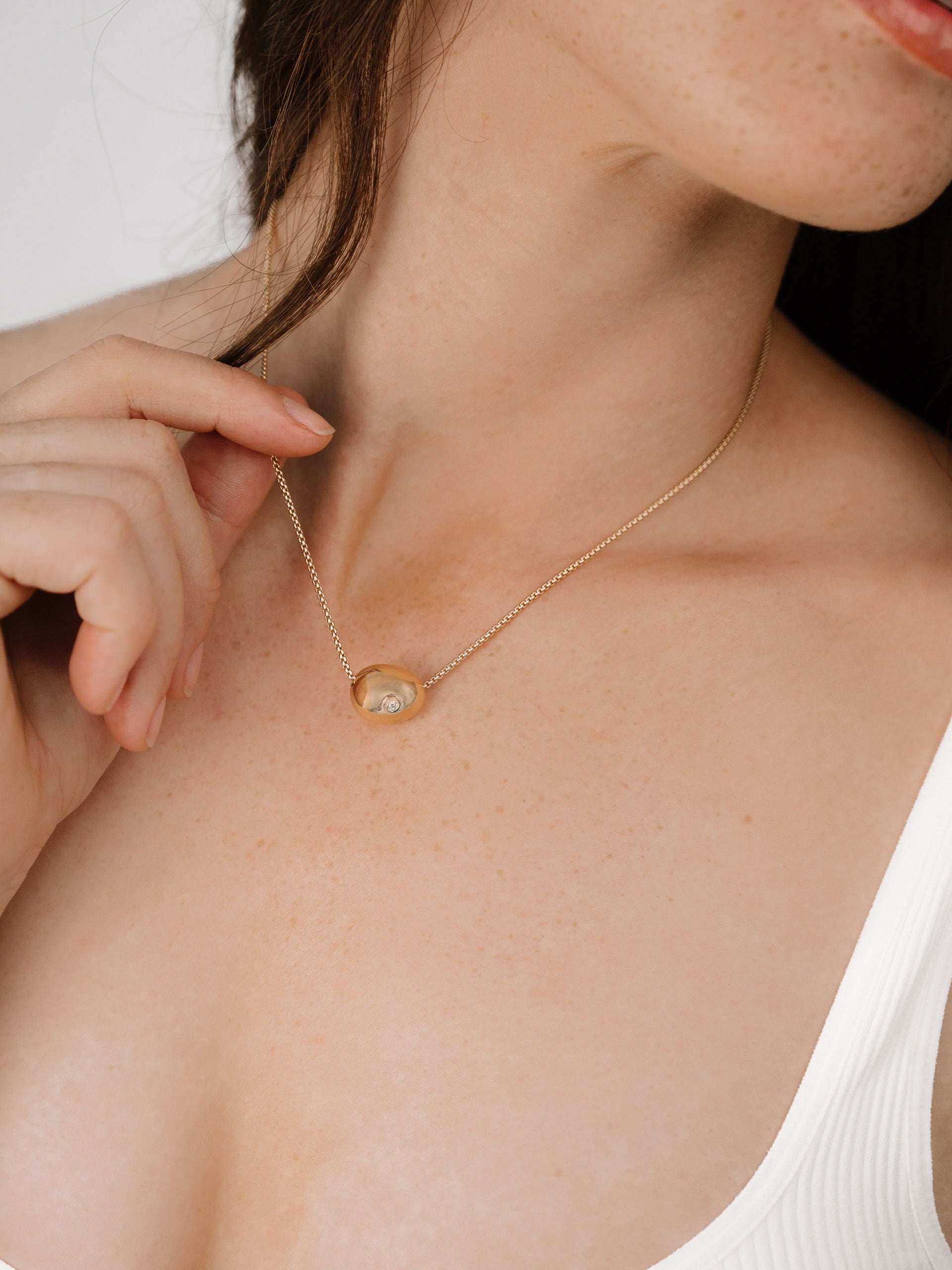 Crystal Dot Pebble Pendant Necklace - Elegant Dainty Jewelry for Women, Gift for Her | Perfect for Everyday Wear, Date Night & Special Occasions