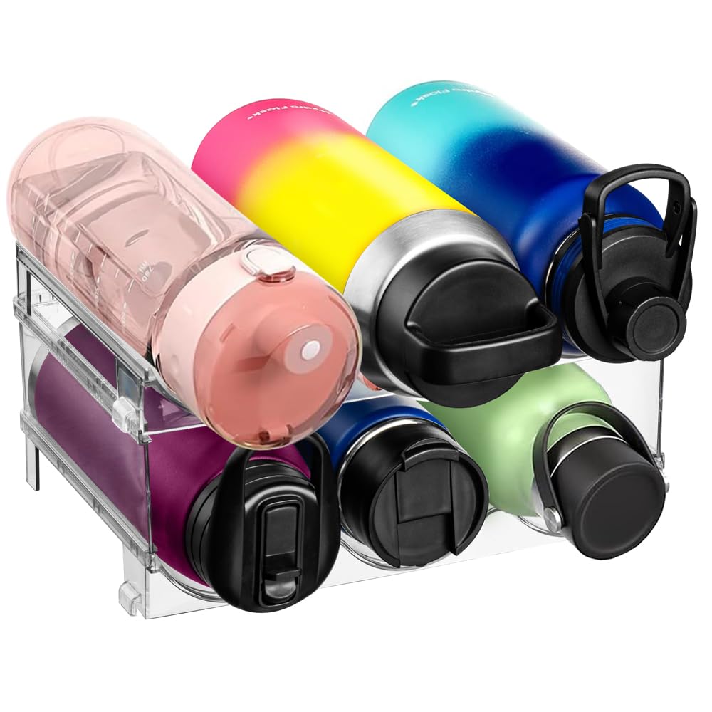 ClearSpace Stackable Water Bottle Organizer for Cabinet & Fridge – 4 Pack Space-Saving Drink Holder for Kitchen, Pantry & Wine Storage – Perfect for Home Organization & Small Space Solutions