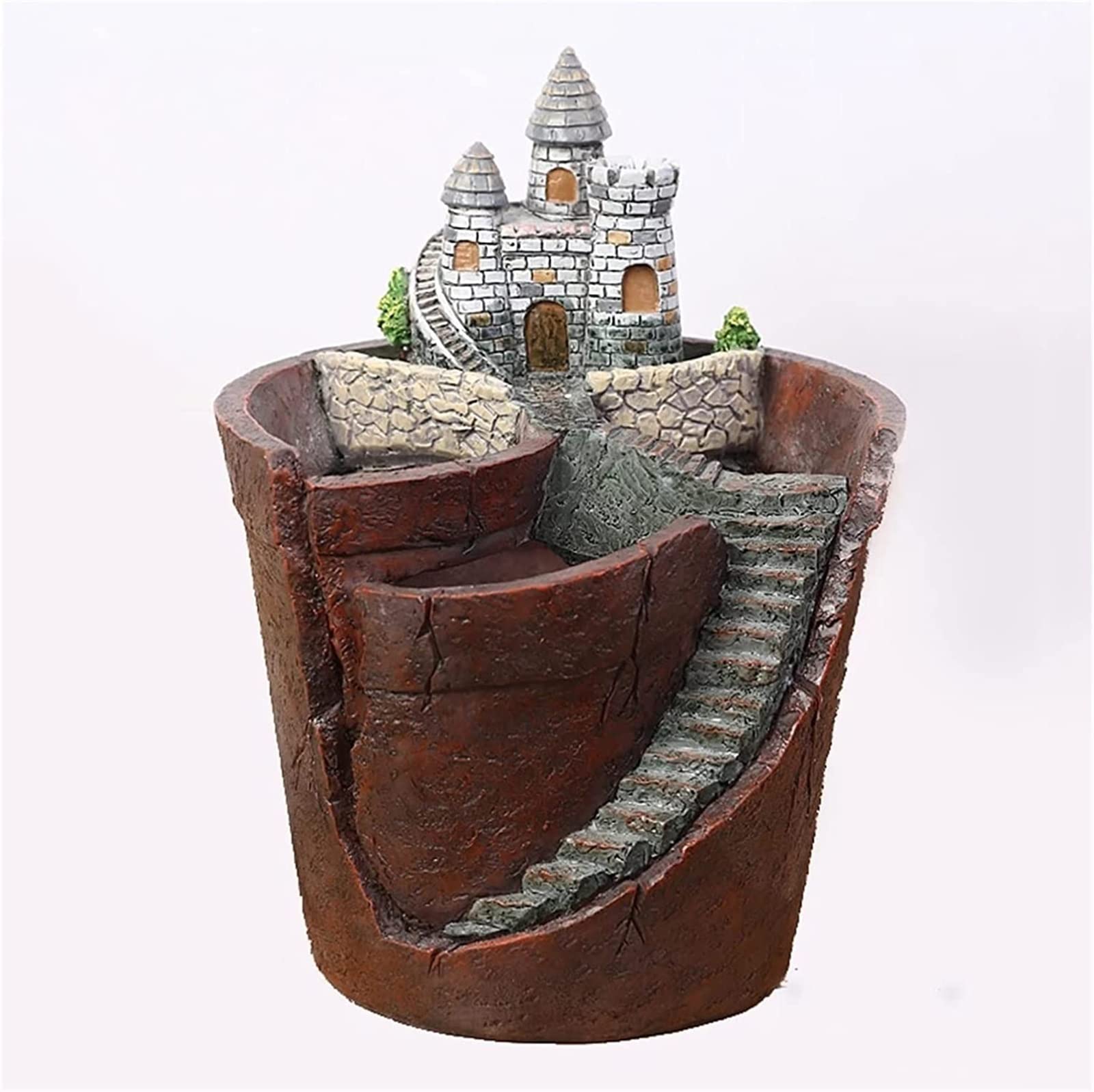 1PC Resin Succulent Planter - Decorative Flower Pot for Bonsai, Micro-Landscape & Castle Plants | Indoor/Outdoor Garden Decor | Perfect for Home, Office & Patio Use