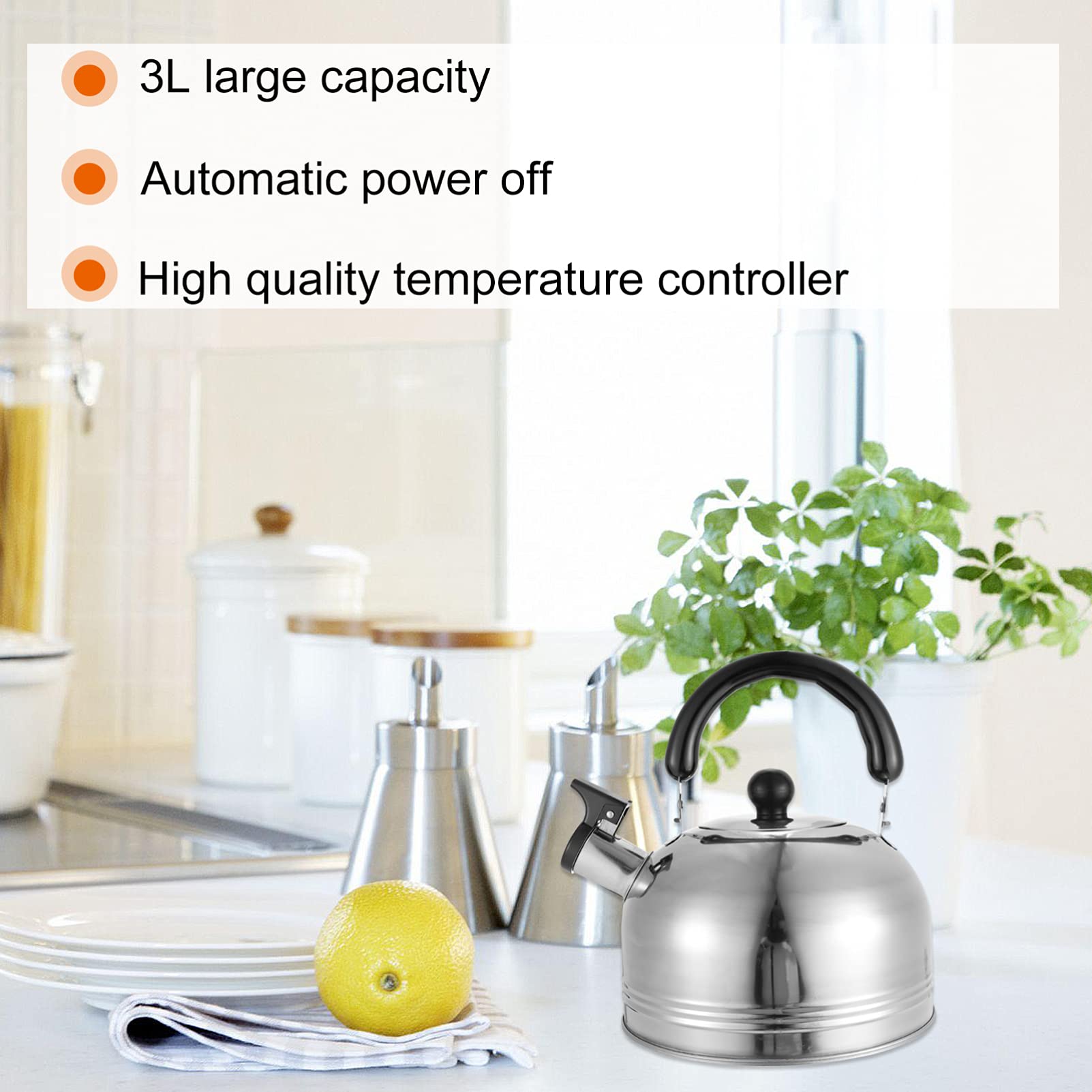 **Hemoton 1-Piece Stainless Steel Whistling Tea Kettle - Modern Gas Stove Water Boiler for Tea, Coffee & Hot Chocolate - Portable & Durable for Home, Camping & Office Use**