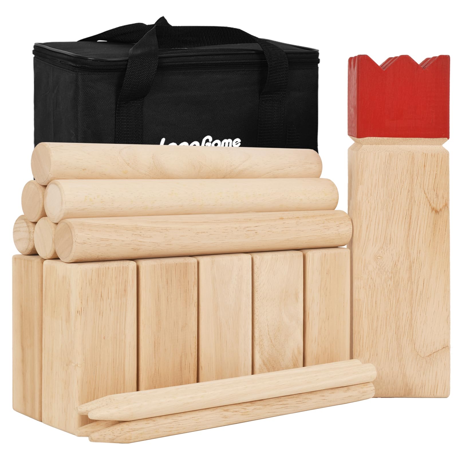 Premium Hardwood Kubb Yard Game Set - Outdoor Toss Game for Kids & Adults - Backyard, Lawn, Beach & Picnic Fun - Includes Carrying Bag - Viking-Inspired Family Entertainment