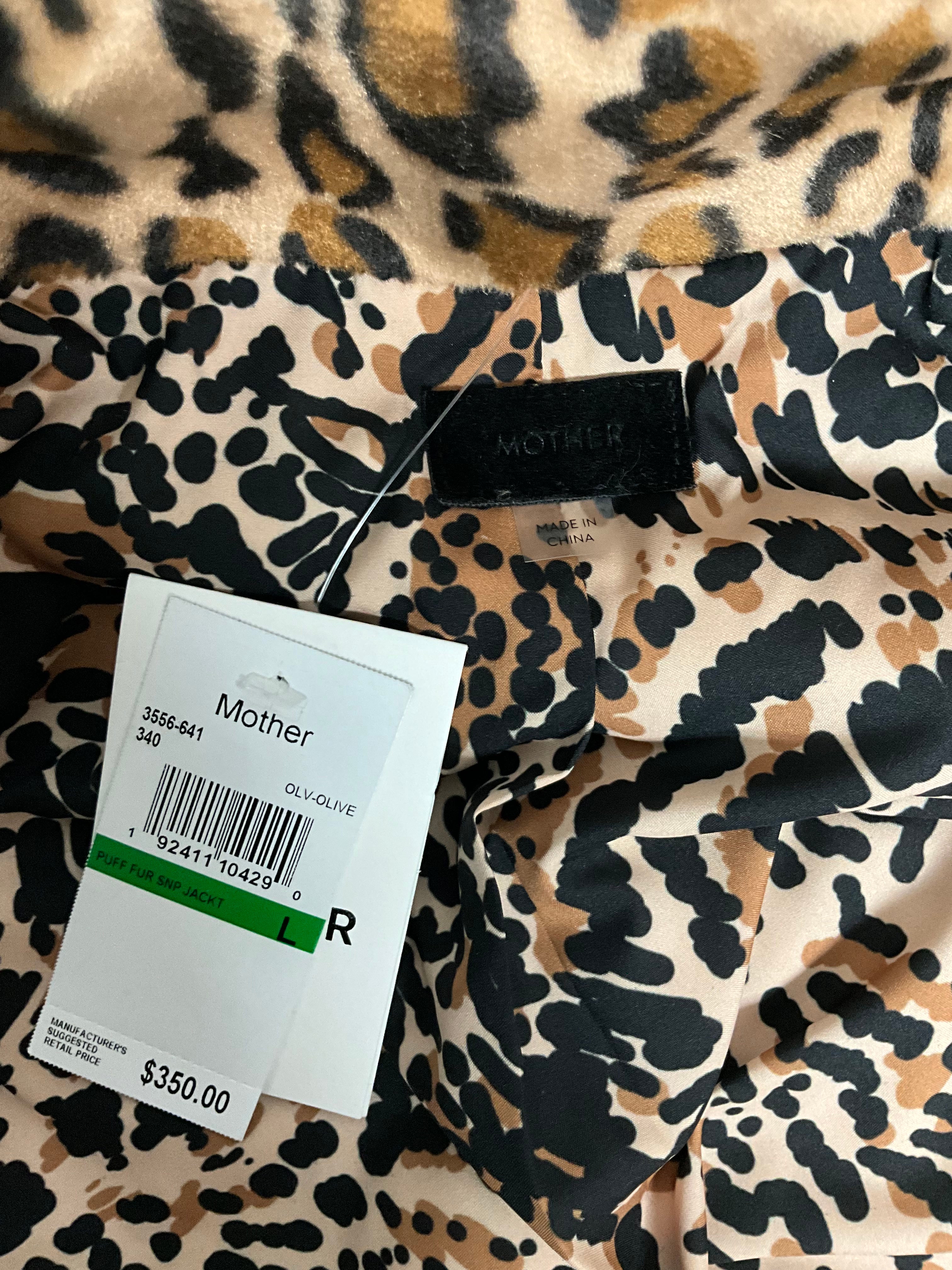 Stylish Olive & Cheetah Print Puffer Jacket - Women's Size S | Winter Fashion Outerwear for Casual Wear & Outdoor Activities