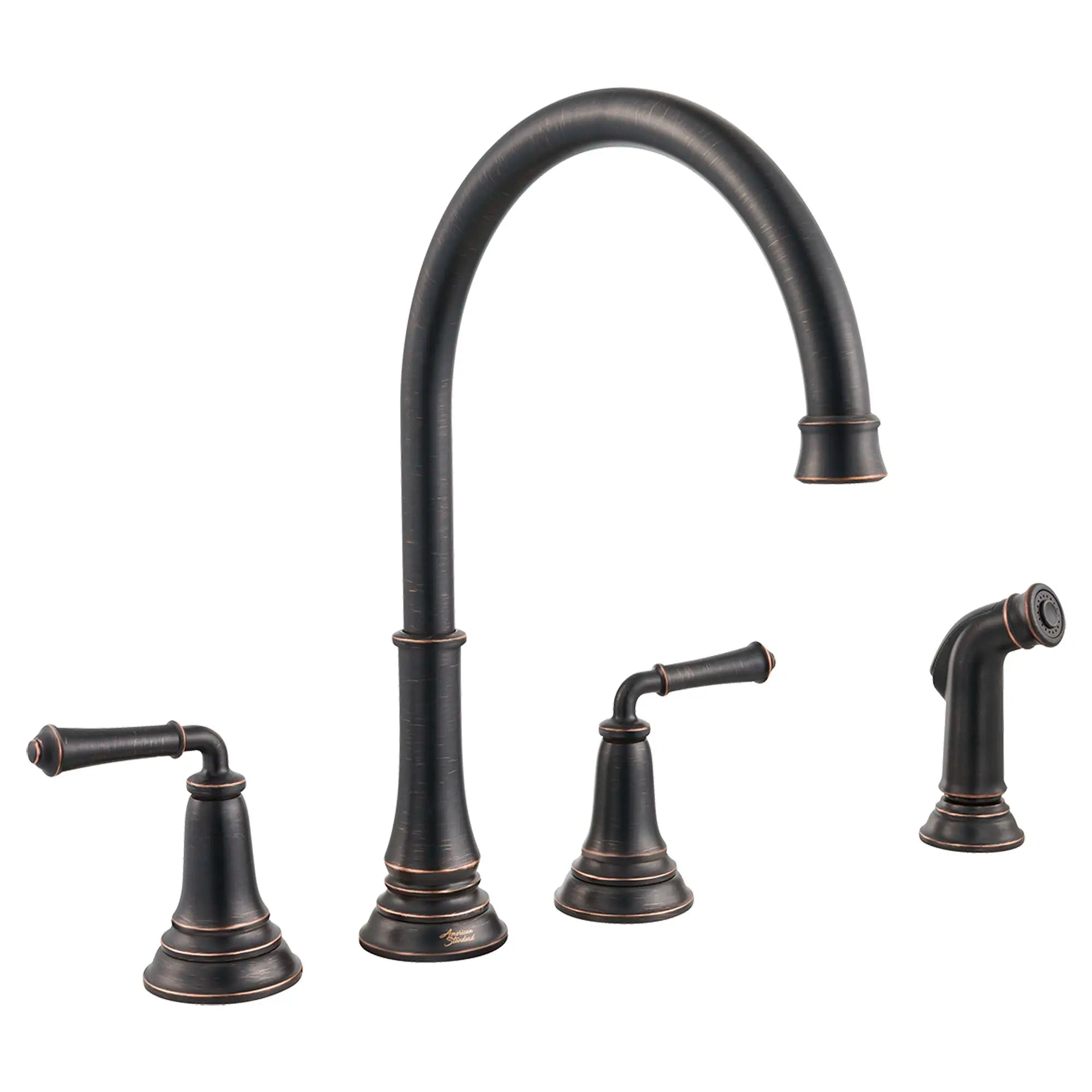 Delancey® 2-Handle Widespread Kitchen Faucet with Side Spray - 1.5 GPM/5.7 LPM - Brushed Nickel Finish - Perfect for Modern Kitchens & Easy Dishwashing