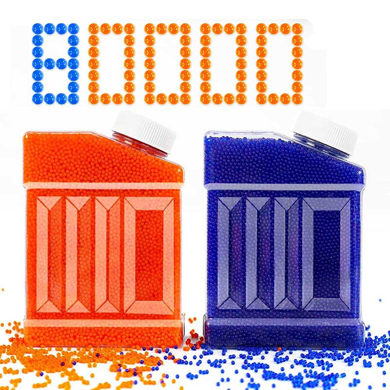 7mm & 8mm Gel Splatter Ball Blaster Refill Ammo - 80,000 PCS (Blue & Orange) for Outdoor Water Games, Team Battles, and Backyard Fun