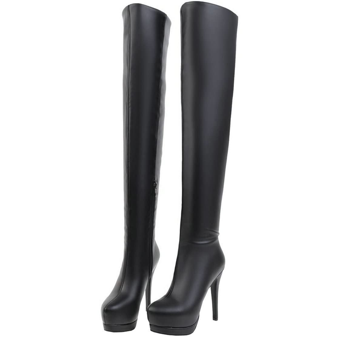 BEAUPAS Women's Stiletto High Heel Over The Knee Boots - Sexy Platform Thigh High Boots with Round Toe & Zip Closure for Party, Night Out & Fashion
