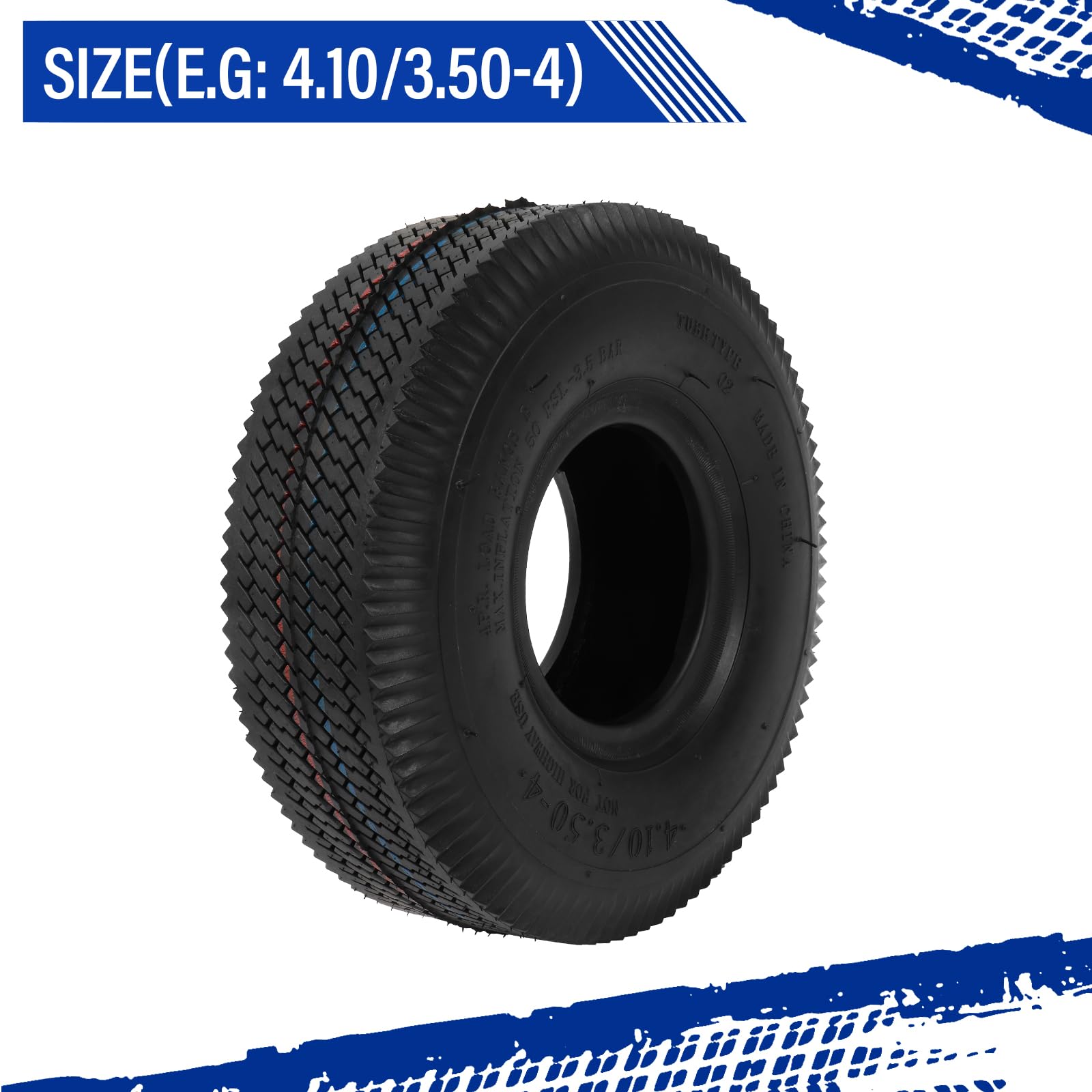 AutoForever 4.10/3.50-4 Turf Tires - Set of 2 (4PR) for Garden Lawn Mowers, Tractors & Golf Carts - Perfect for Landscaping, Yard Work & Golf Course Maintenance