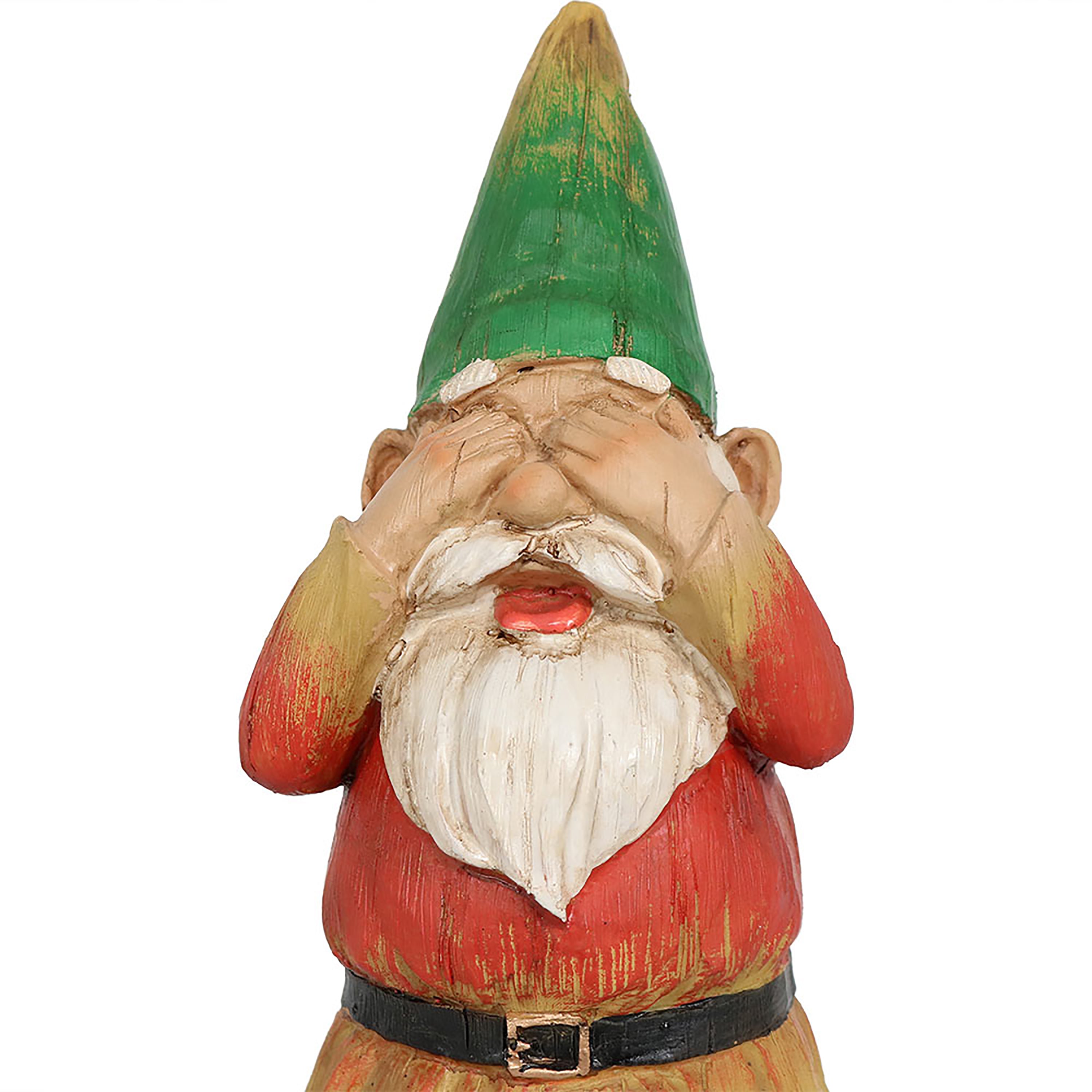 Sunnydaze 3 Wise Gnomes Garden Statue Set - Hear No Evil, Speak No Evil, See No Evil - Perfect for Outdoor Decor, Lawn Ornaments & Fairy Gardens