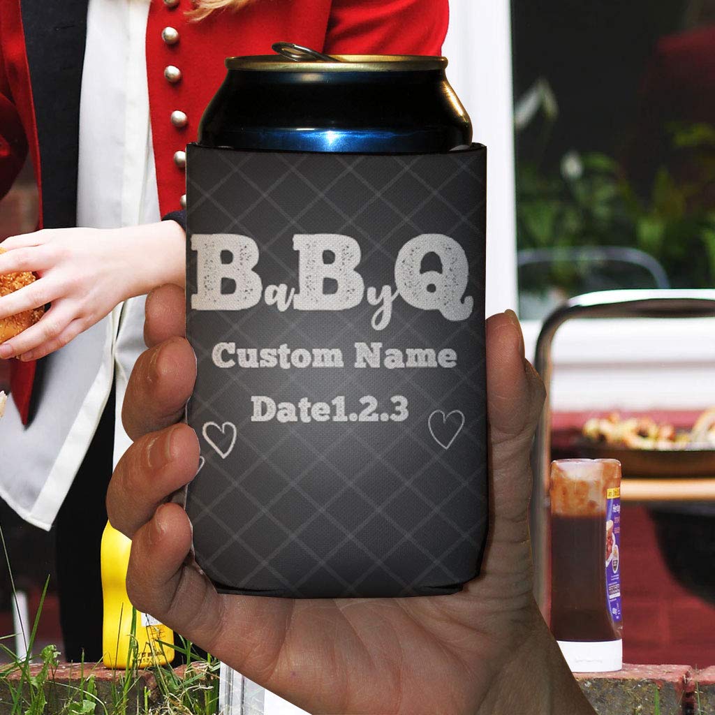 Custom Baby Shower Can Cooler - Oh Baby BabyQ Insulated Beverage Sleeve for Baby Showers & BBQ Parties - Perfect for Outdoor Celebrations, Gender Reveals & Summer Gatherings