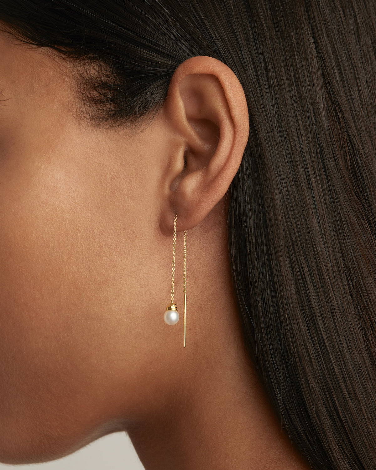 18K Gold Vermeil Whispers of Tranquility Pearl Thread Earrings for Women - Elegant Dangle Earrings for Wedding, Party & Special Occasions