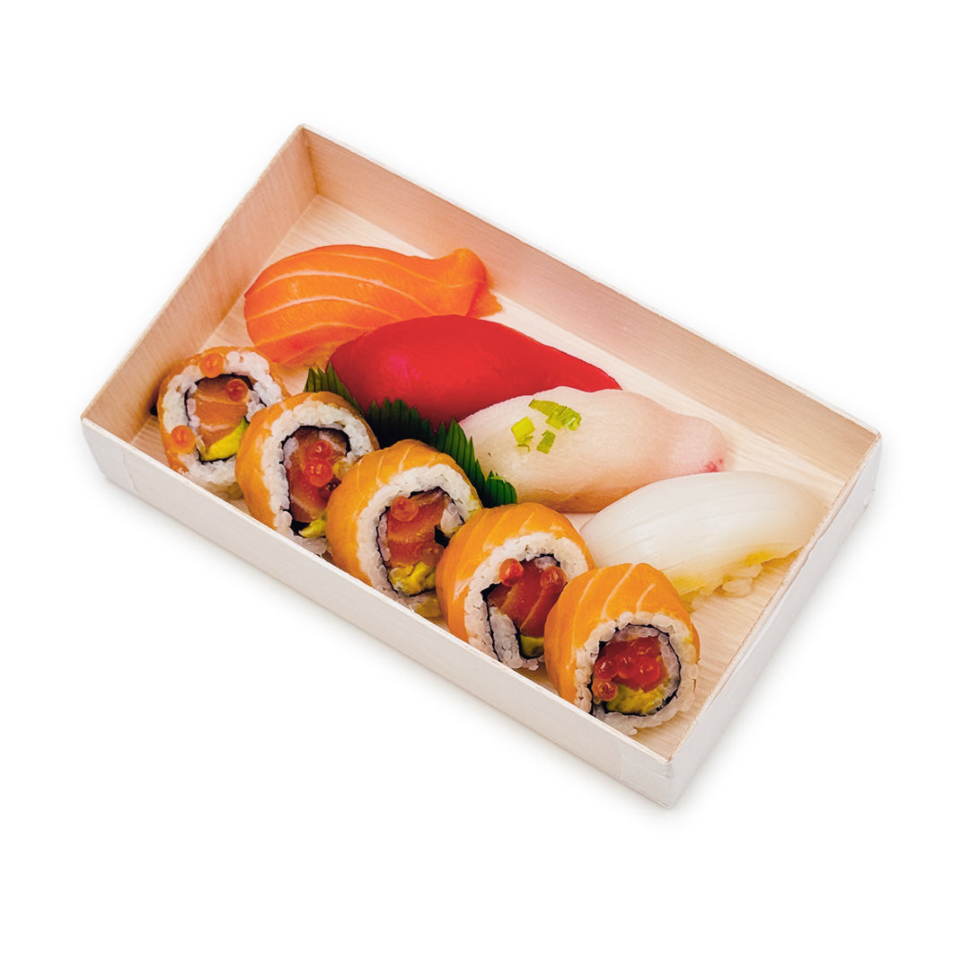 Eco-Friendly Coco Wooden Rectangular Takeout Bento Box with Lid - Medium Size 7.5
