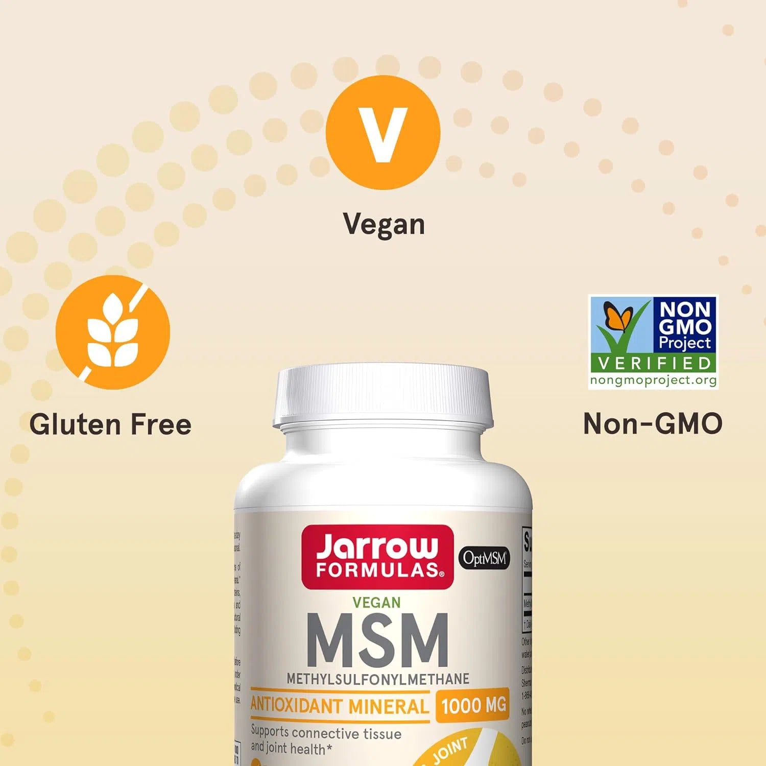 Jarrow Formulas MSM 1000 mg Supplement - Organic Sulfur for Joint Health, Skin & Hair Support - 120 Capsules - Supports Mobility, Recovery & Collagen Production (Great for Athletes & Active Lifestyles)
