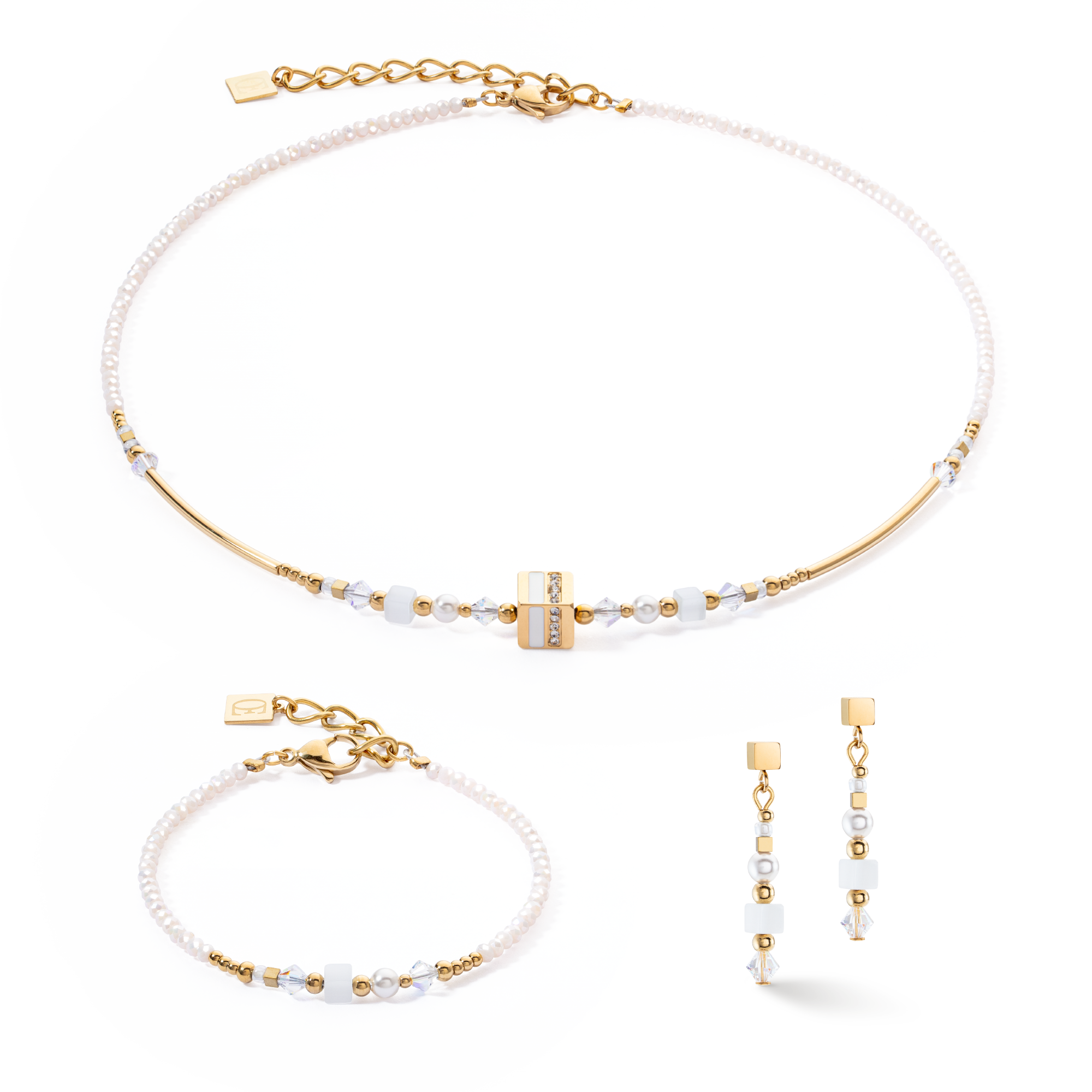 Elegant Square Striped Gold and White Bracelet for Women - Perfect for Parties, Weddings & Everyday Wear