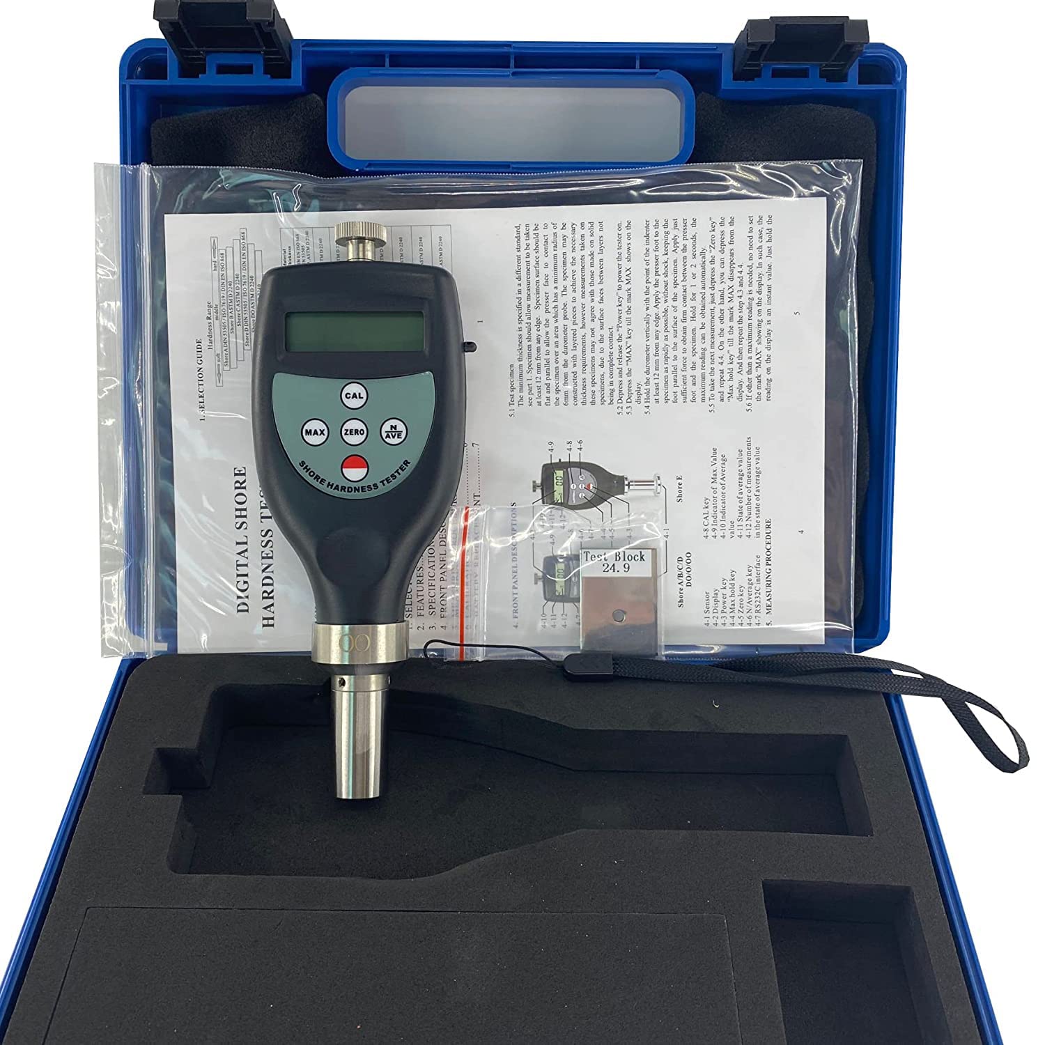 Shore OO Durometer Hardness Tester 10-90HOO - Soft Rubber & Silicone Hardness Measurement Tool for Elastic Materials - Ideal for Industrial QA, Rubber Manufacturing & Material Testing Labs