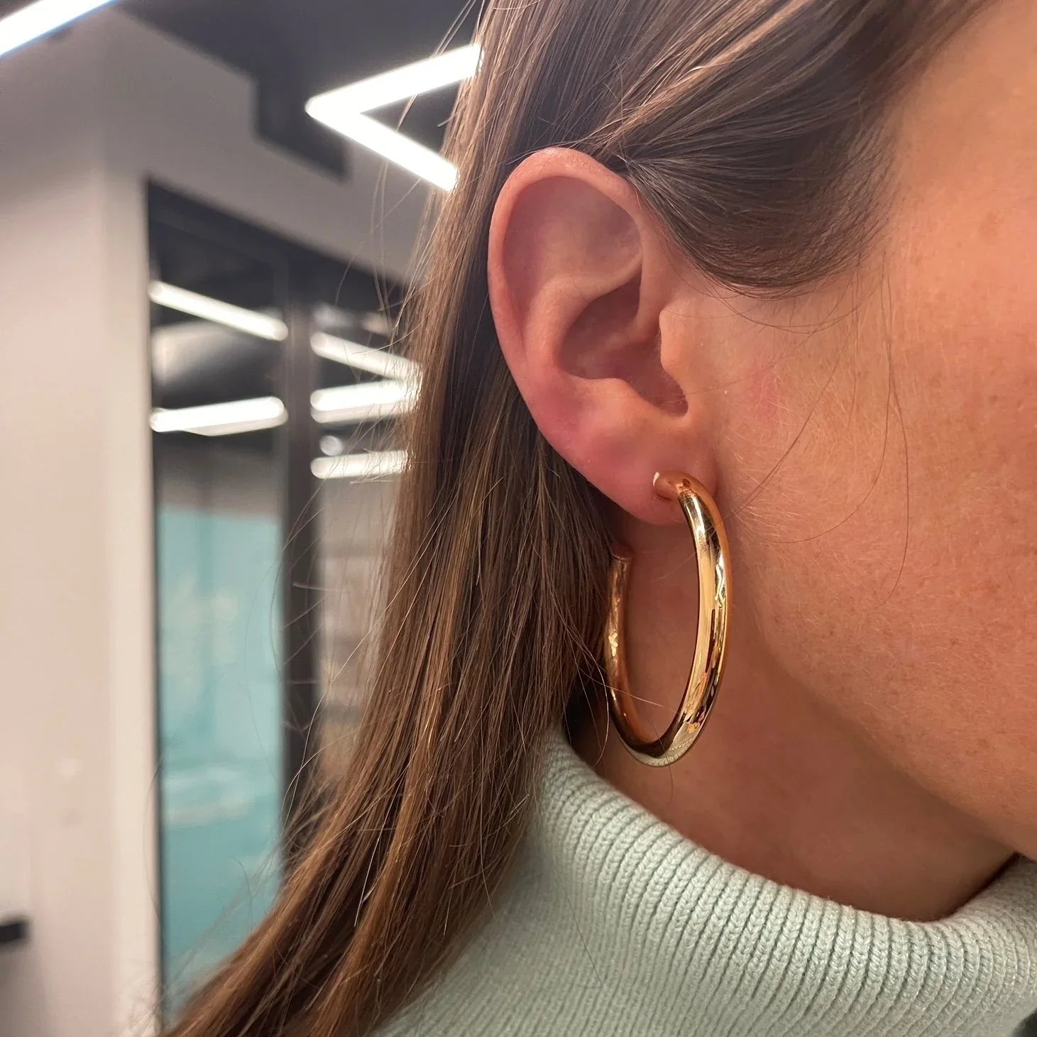 50mm Tube Hoop Earrings for Women - Sterling Silver Hollow Chunky Hoop Earrings - Trendy Minimalist Jewelry for Everyday Wear, Parties & Gifts