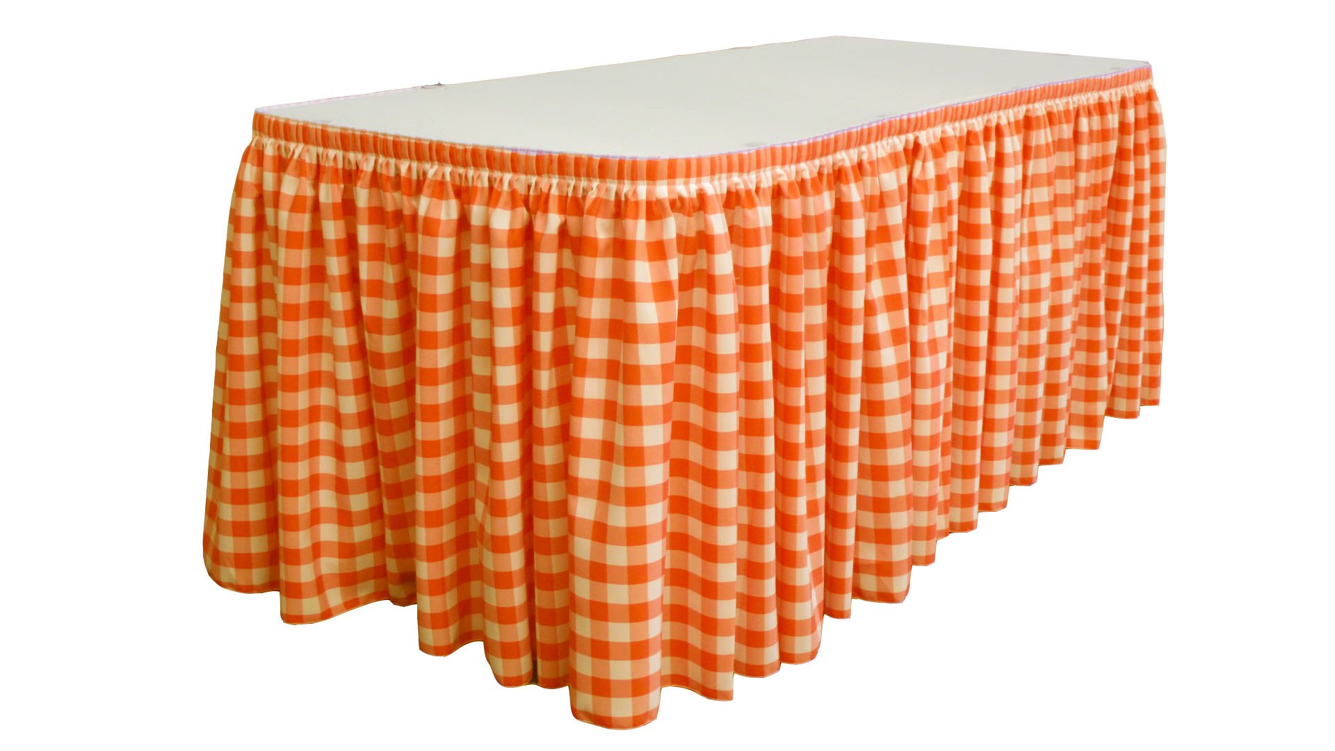 LA Linen Polyester Checkered Table Skirt with 10 Large Clips - 17' x 29