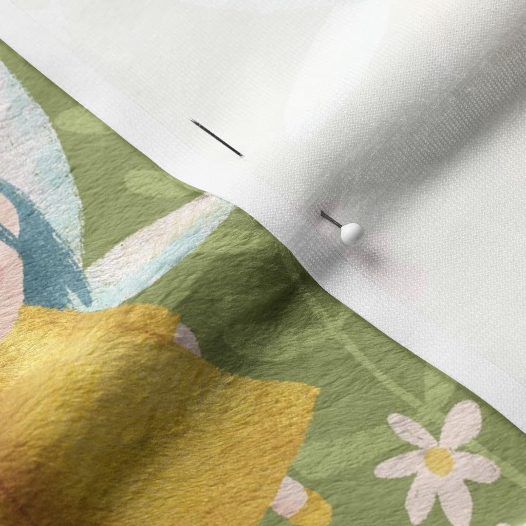 Spring Fairies Floral Printed Minky Fabric - Green Blue Flowers Leaves Red Nature Plants Design - Fat Quarter for Sewing Baby Blankets, Quilt Backing & Plush Projects - Soft DIY Craft Material for Nursery Decor & Gift Making